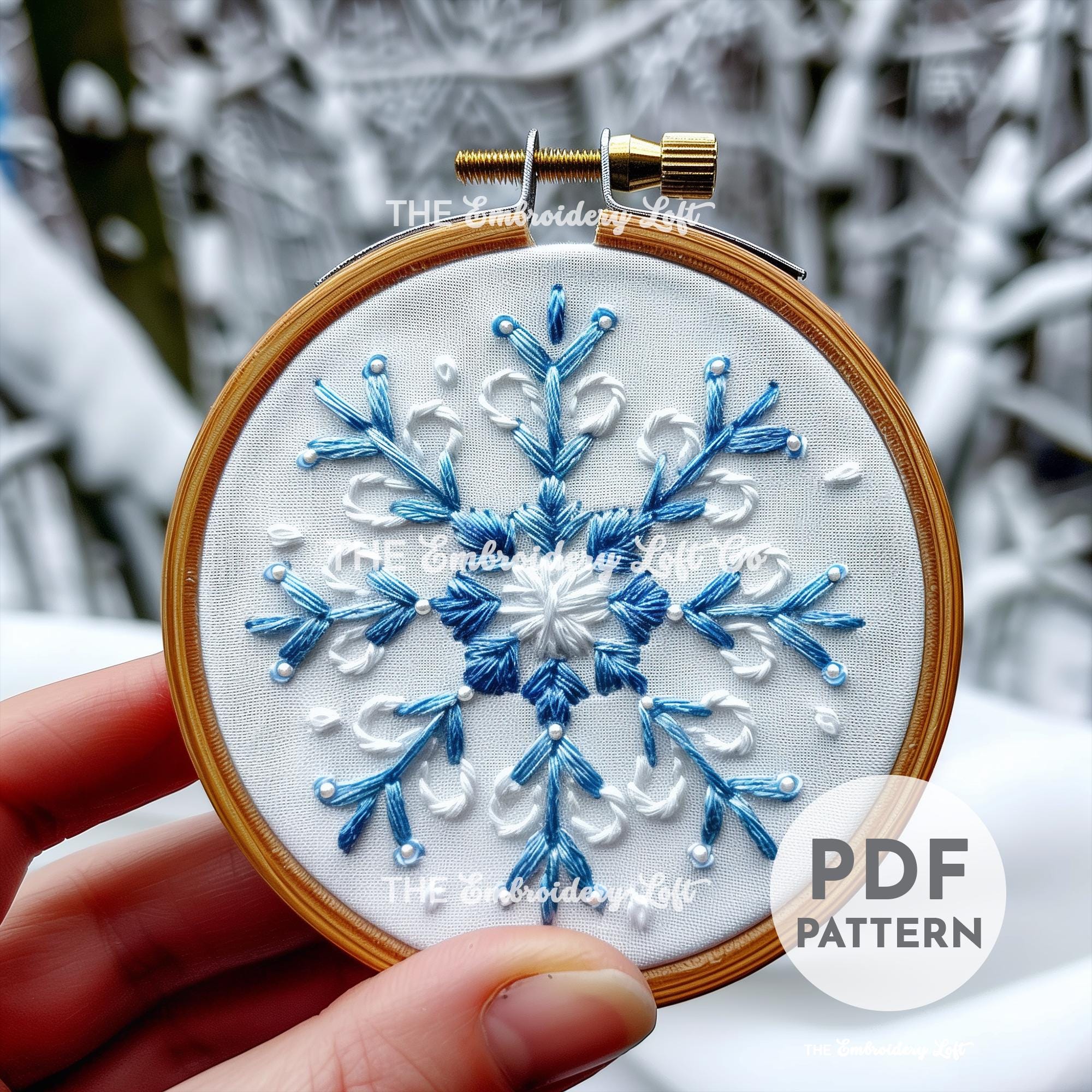 Blue Snowflake Hand Embroidery Pattern