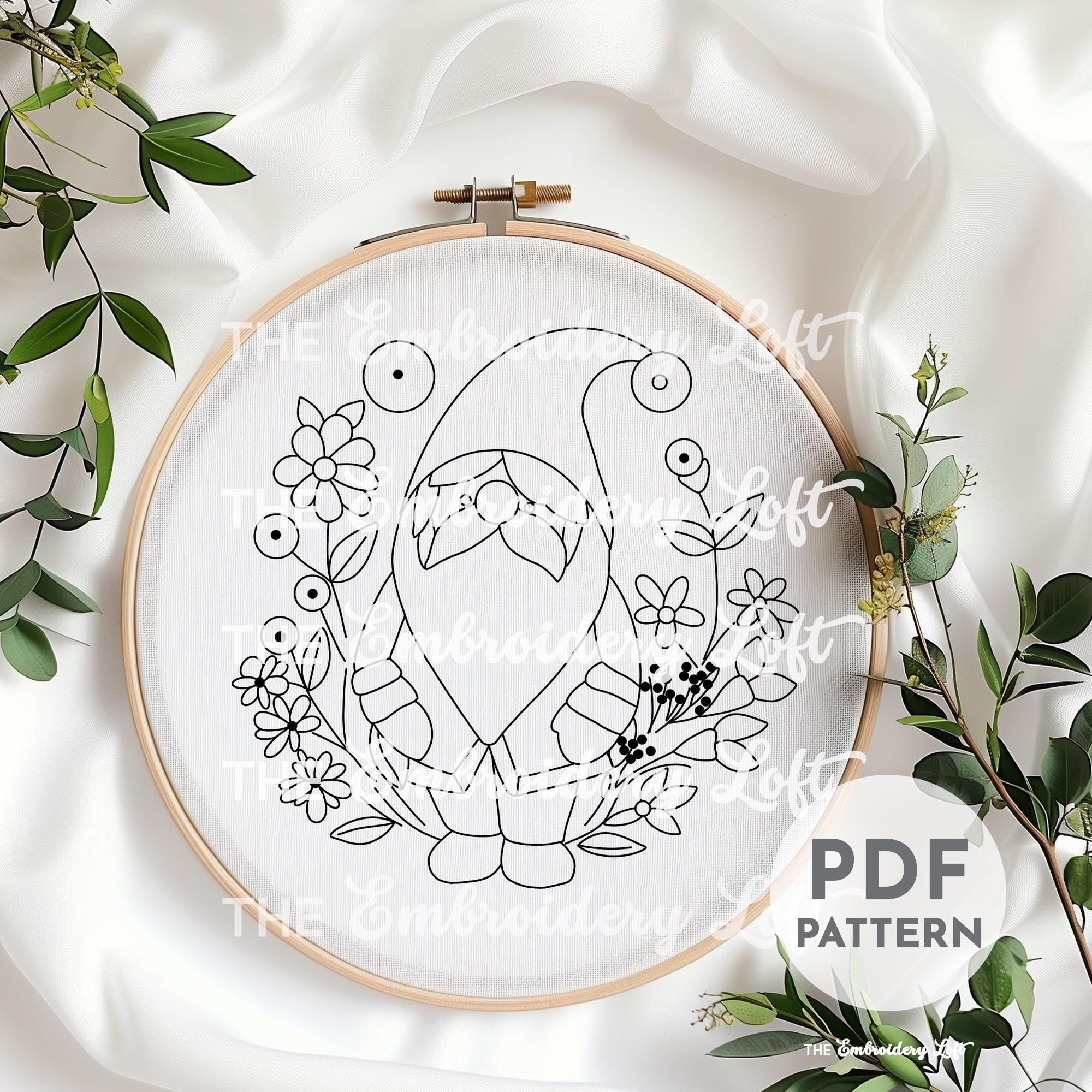 Woodland Gnome Hand Embroidery Pattern