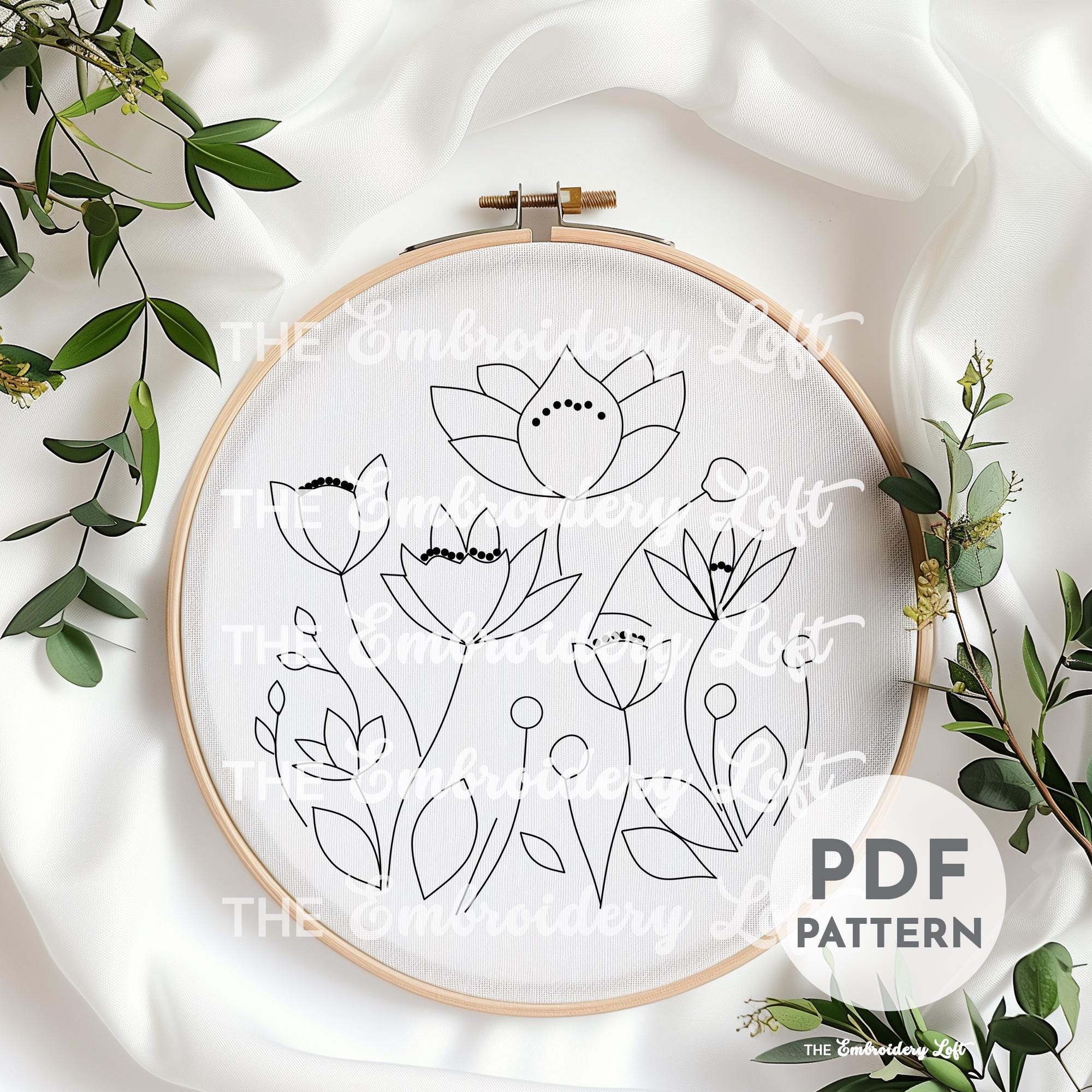 Tropical Flowers Hand Embroidery Pattern