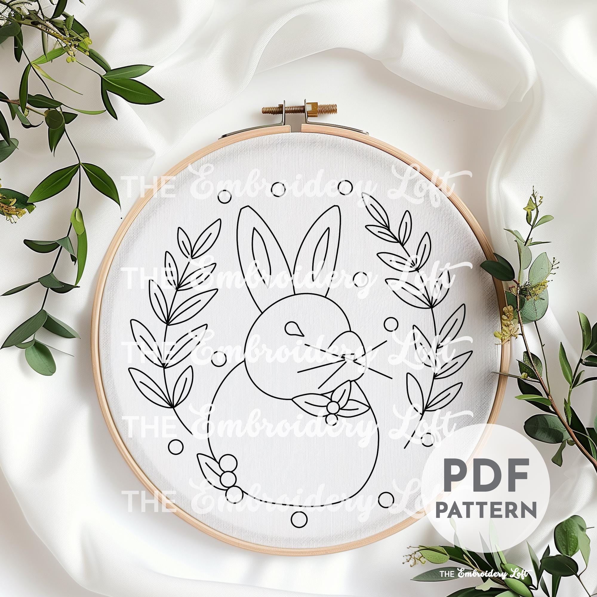 Winter Bunny Hand Embroidery Pattern