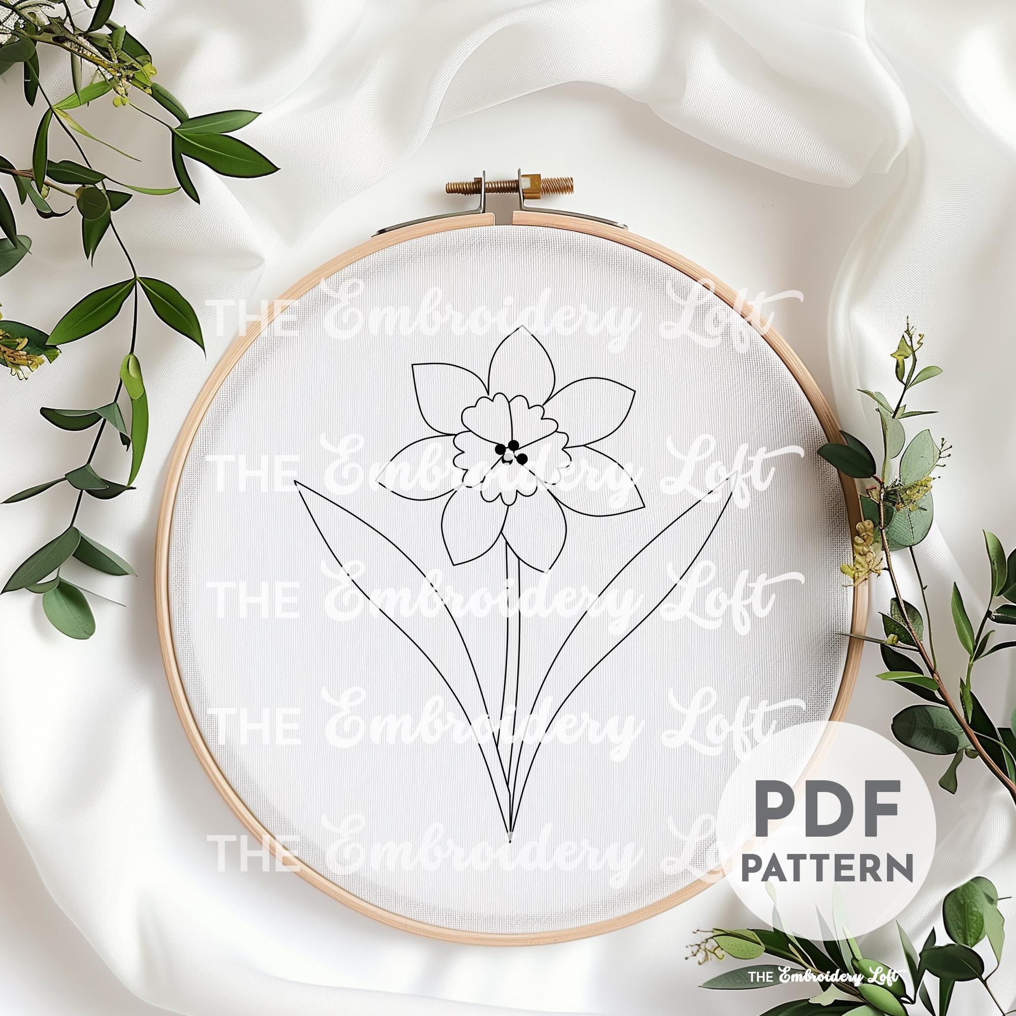 Yellow Daffodil Hand Embroidery Pattern