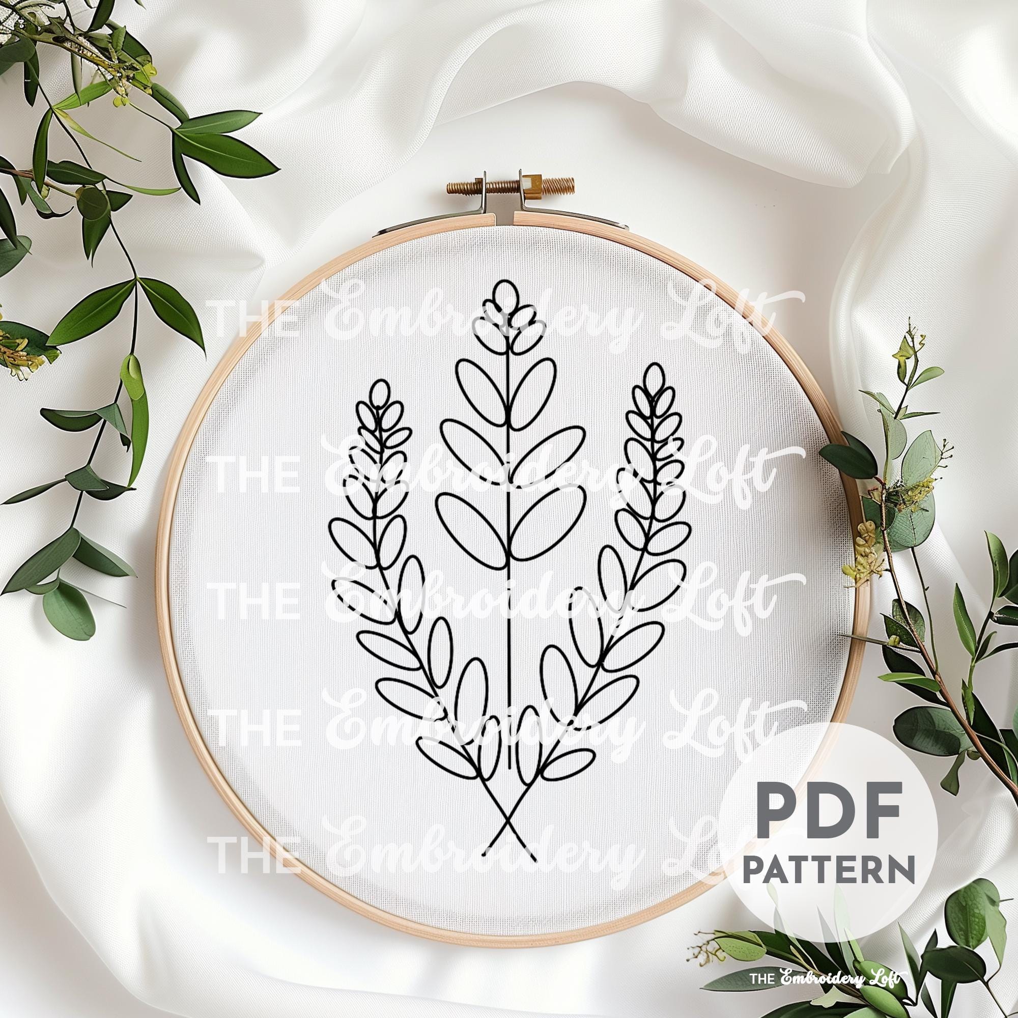 White Wildflowers Hand Embroidery Pattern