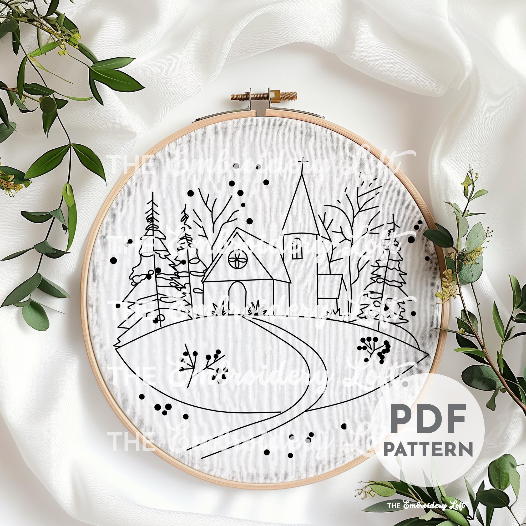 Winter Church Hand Embroidery Pattern