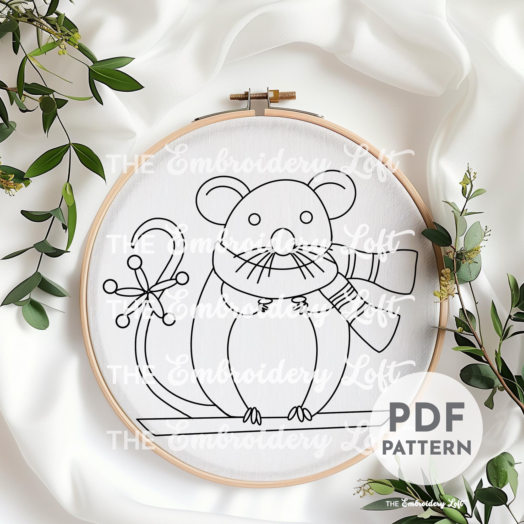 Winter Mouse Hand Embroidery Pattern