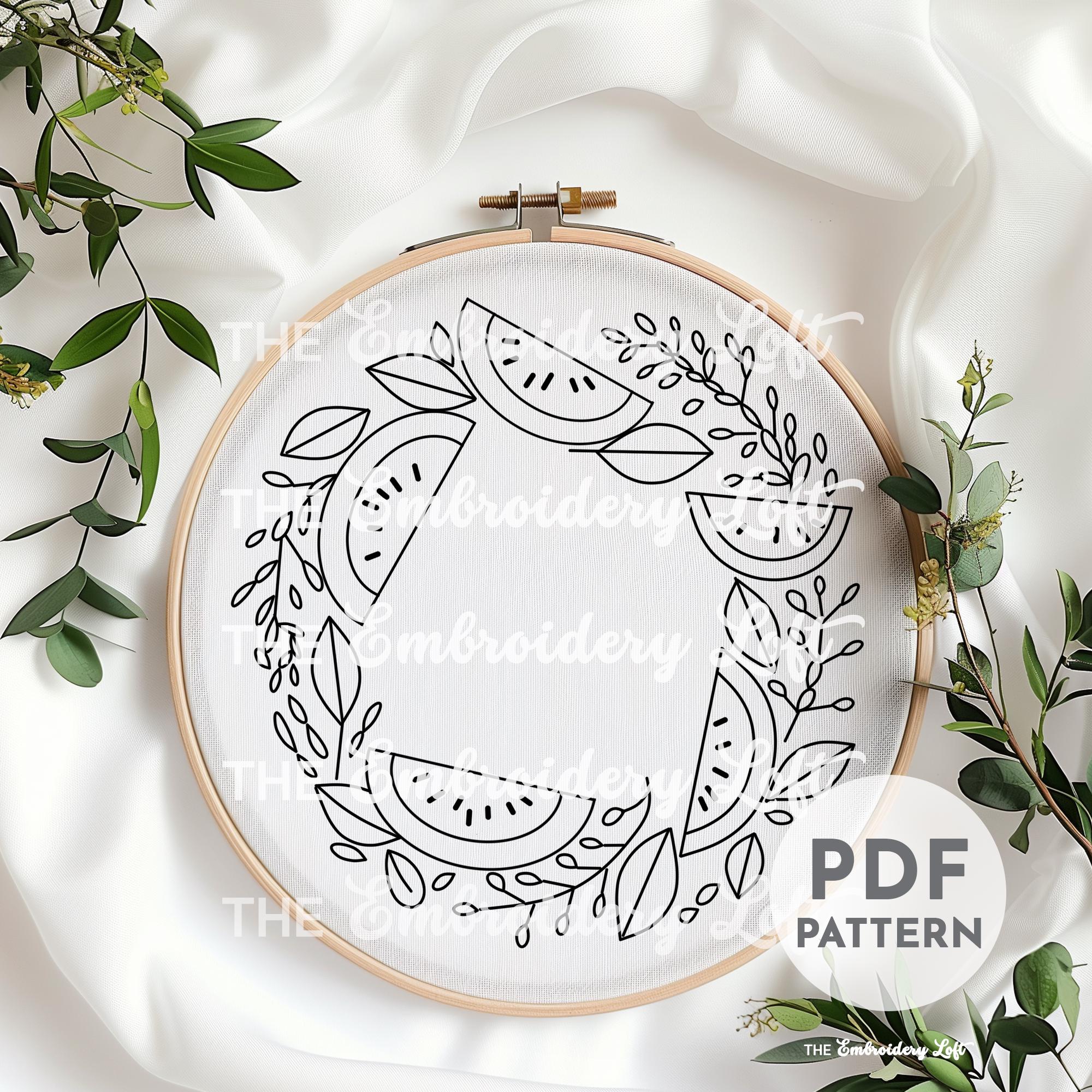 Watermelon Wreath Hand Embroidery Pattern