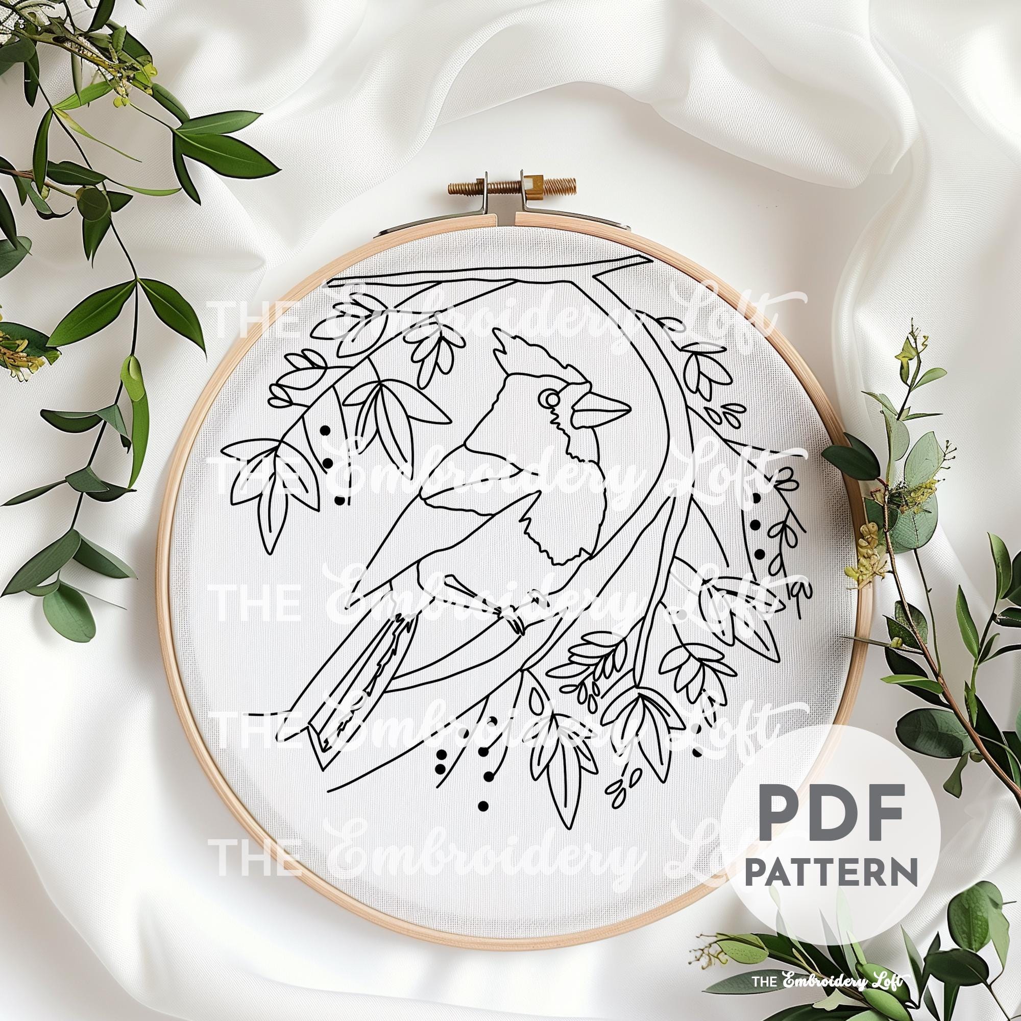 Red Cardinal Hand Embroidery Pattern