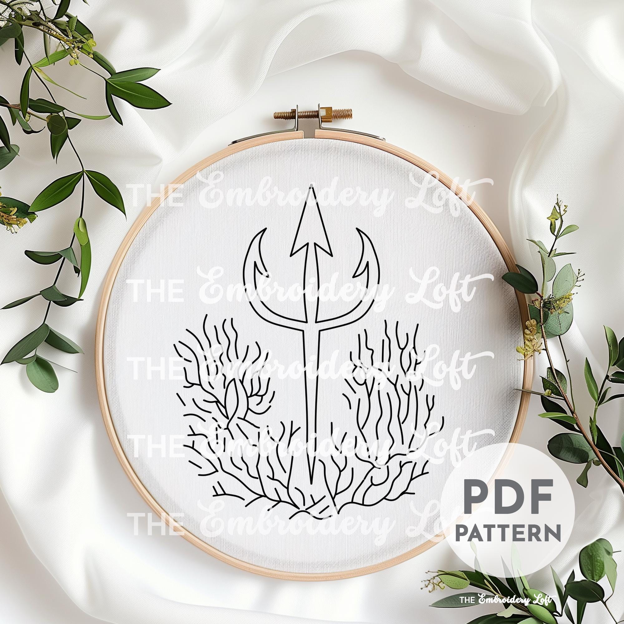 Trident Hand Embroidery Pattern