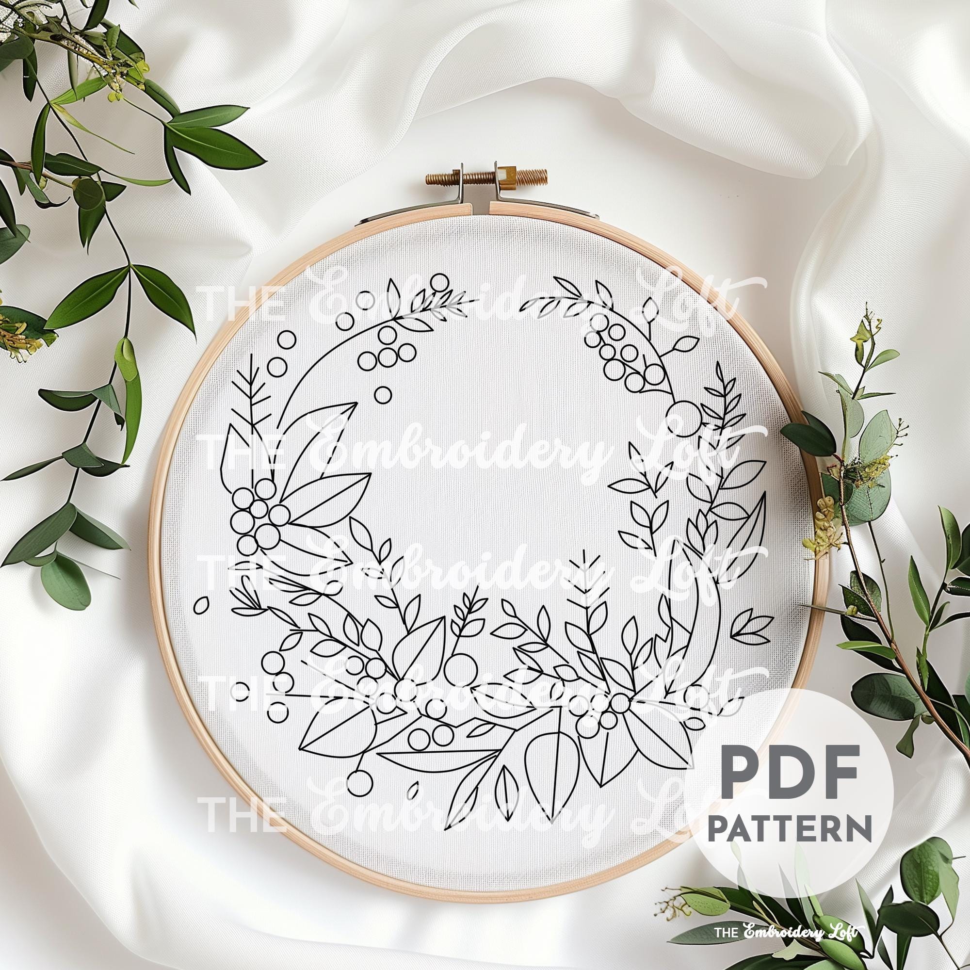 Winter Wreath Hand Embroidery Pattern