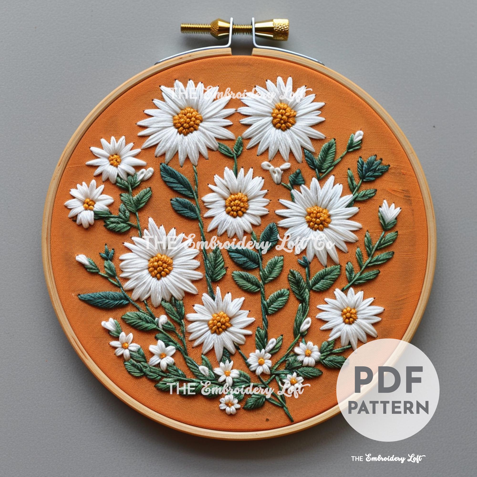 White Daisies Hand Embroidery Pattern