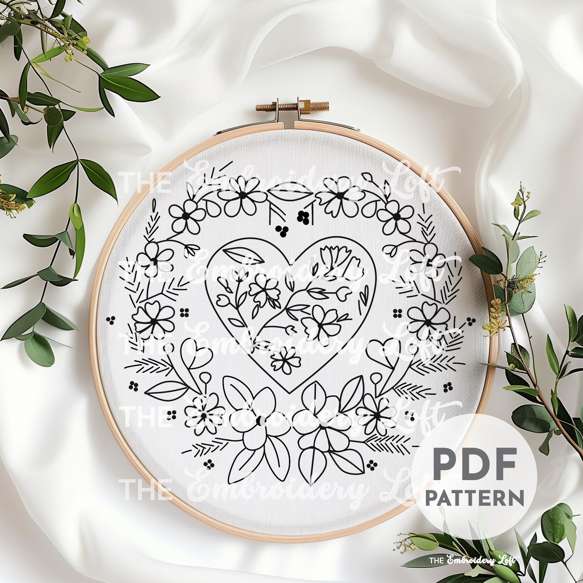 Romantic Heart Hand Embroidery Pattern