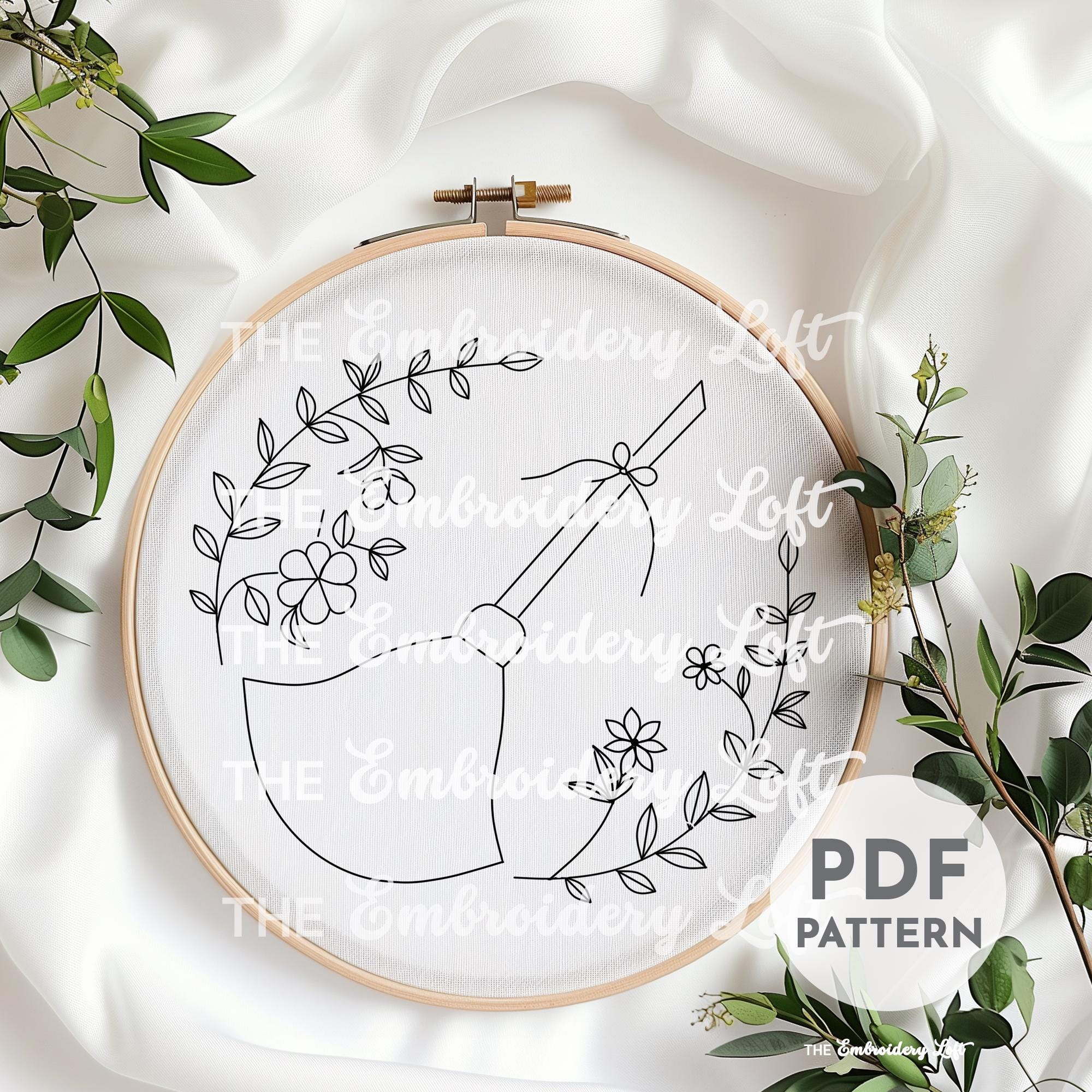 Witch Broom Hand Embroidery Pattern