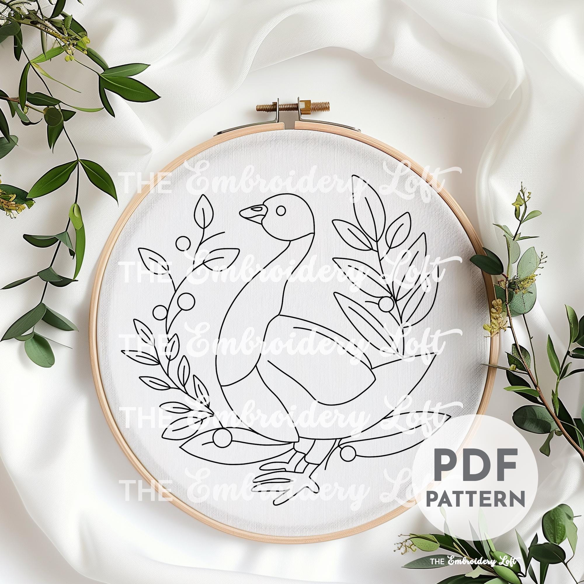 Twelve Days of Christmas, Winter Goose Hand Embroidery Pattern