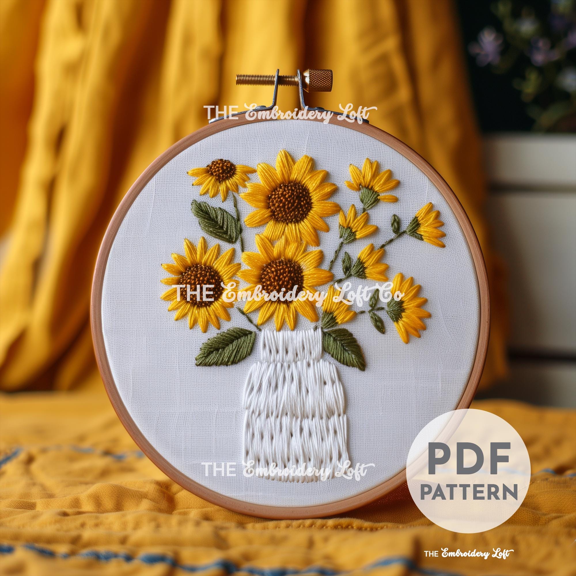 Modern Sunflowers Hand Embroidery Pattern