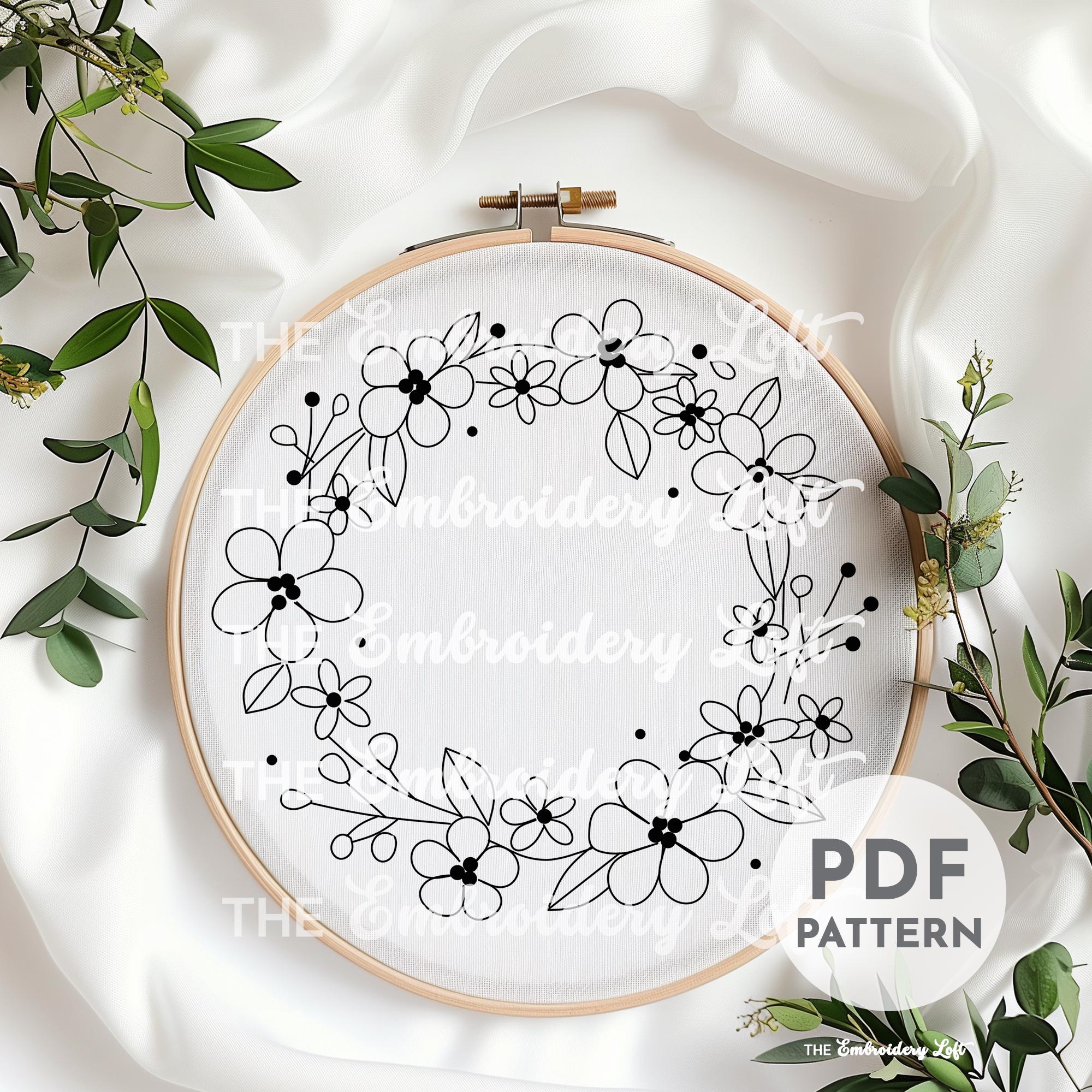 Pink and White Hand Embroidery Pattern
