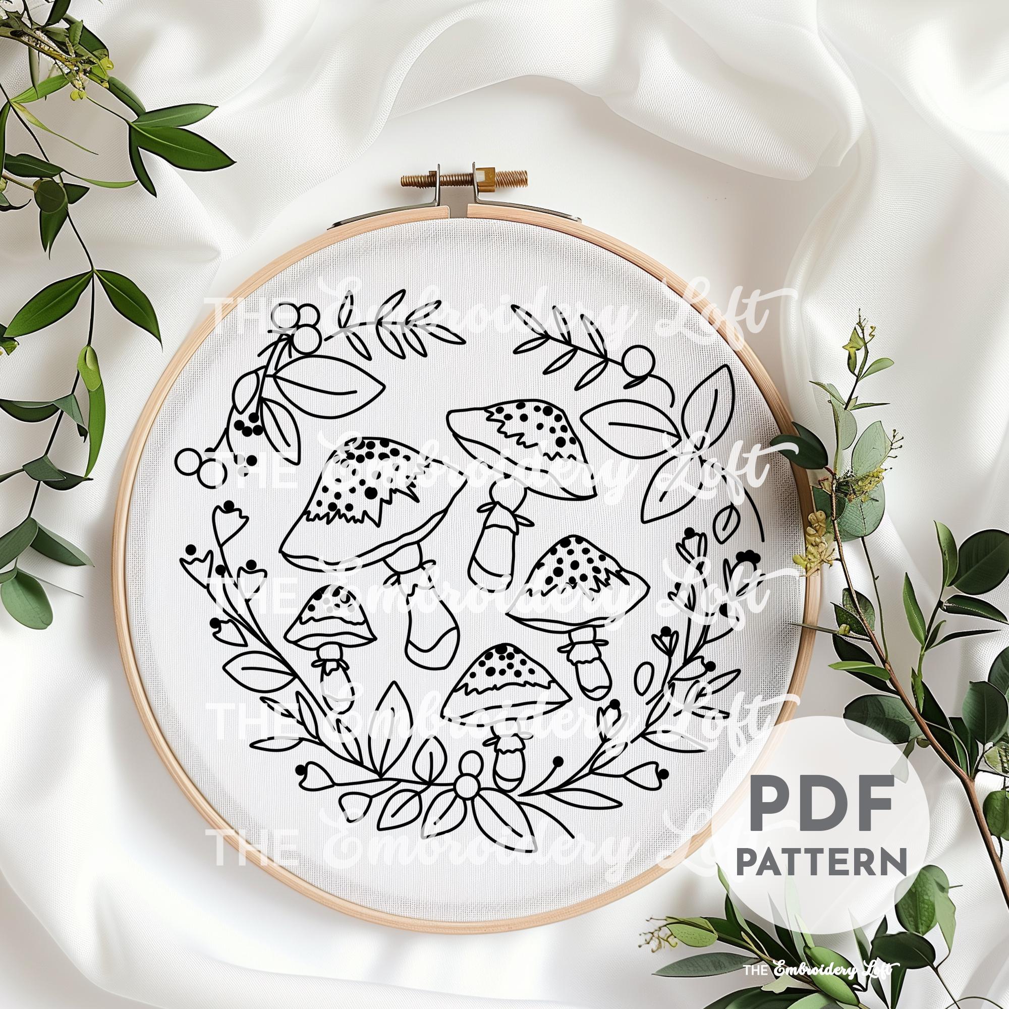 Forest Mushrooms Hand Embroidery Pattern