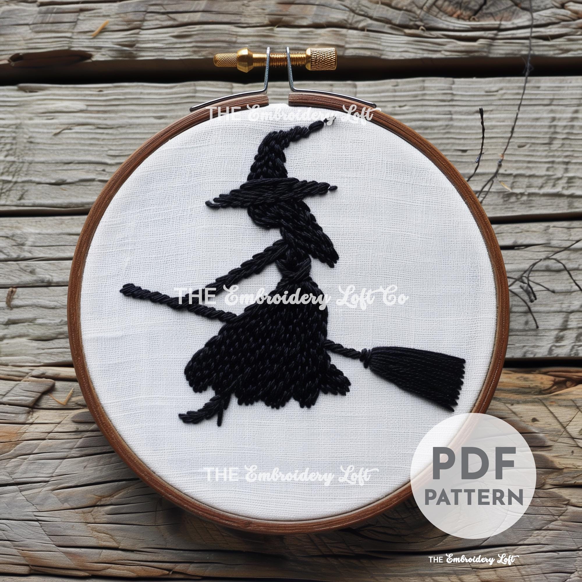 Flying Witch Hand Embroidery Pattern