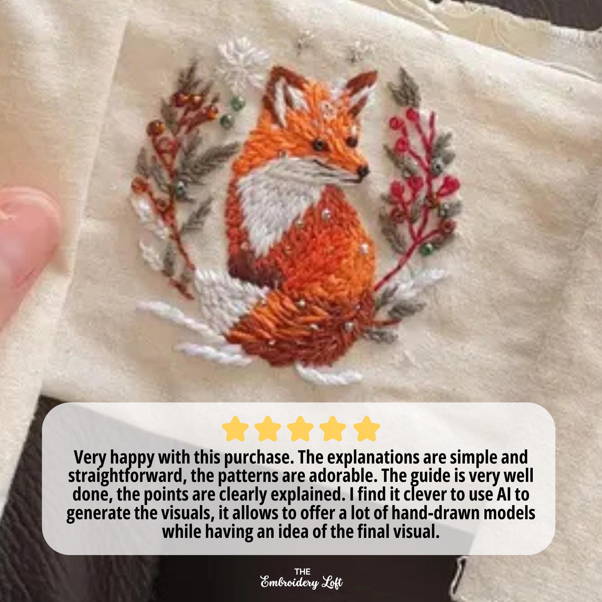 Winter Fox Hand Embroidery Pattern