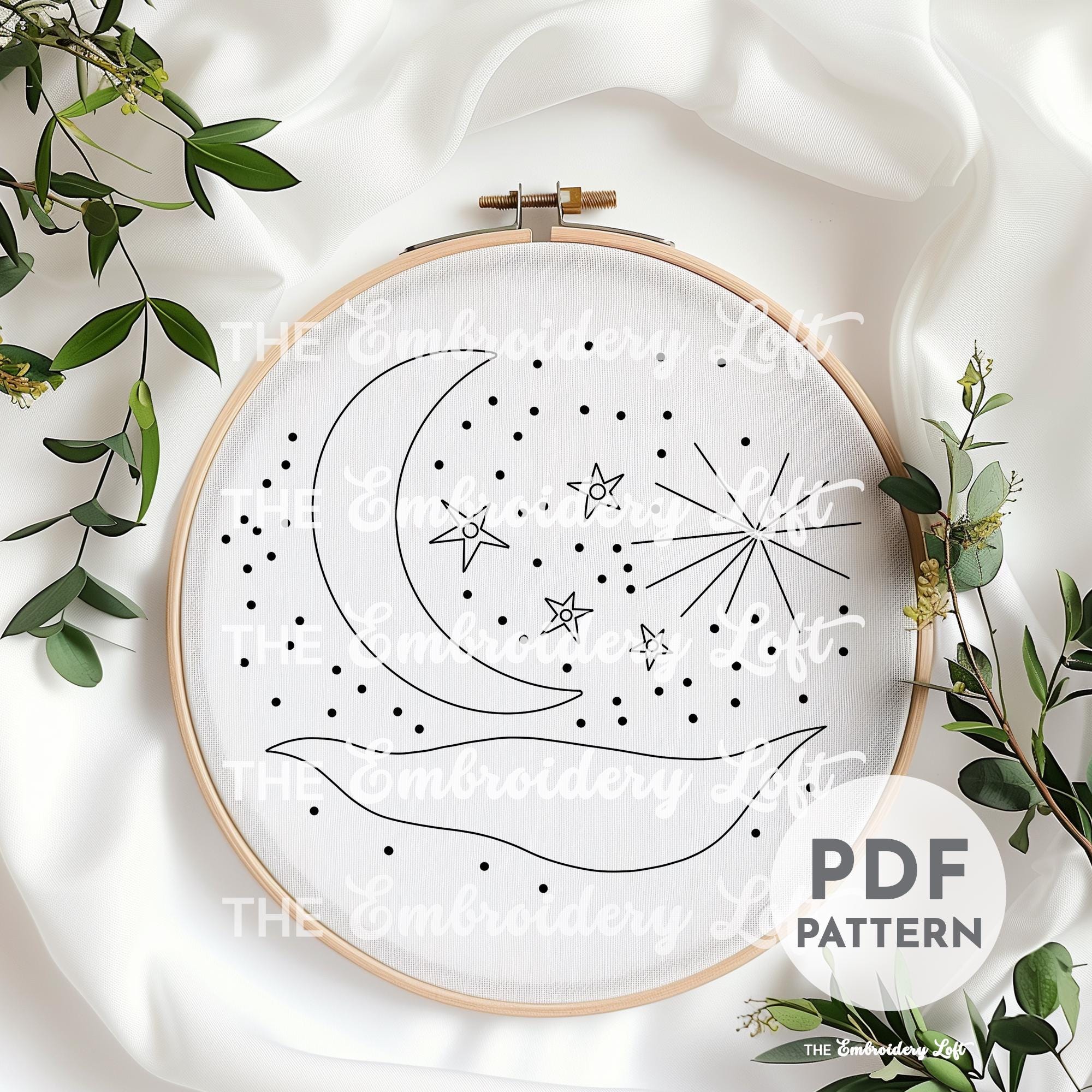 Winter Moon Hand Embroidery Pattern
