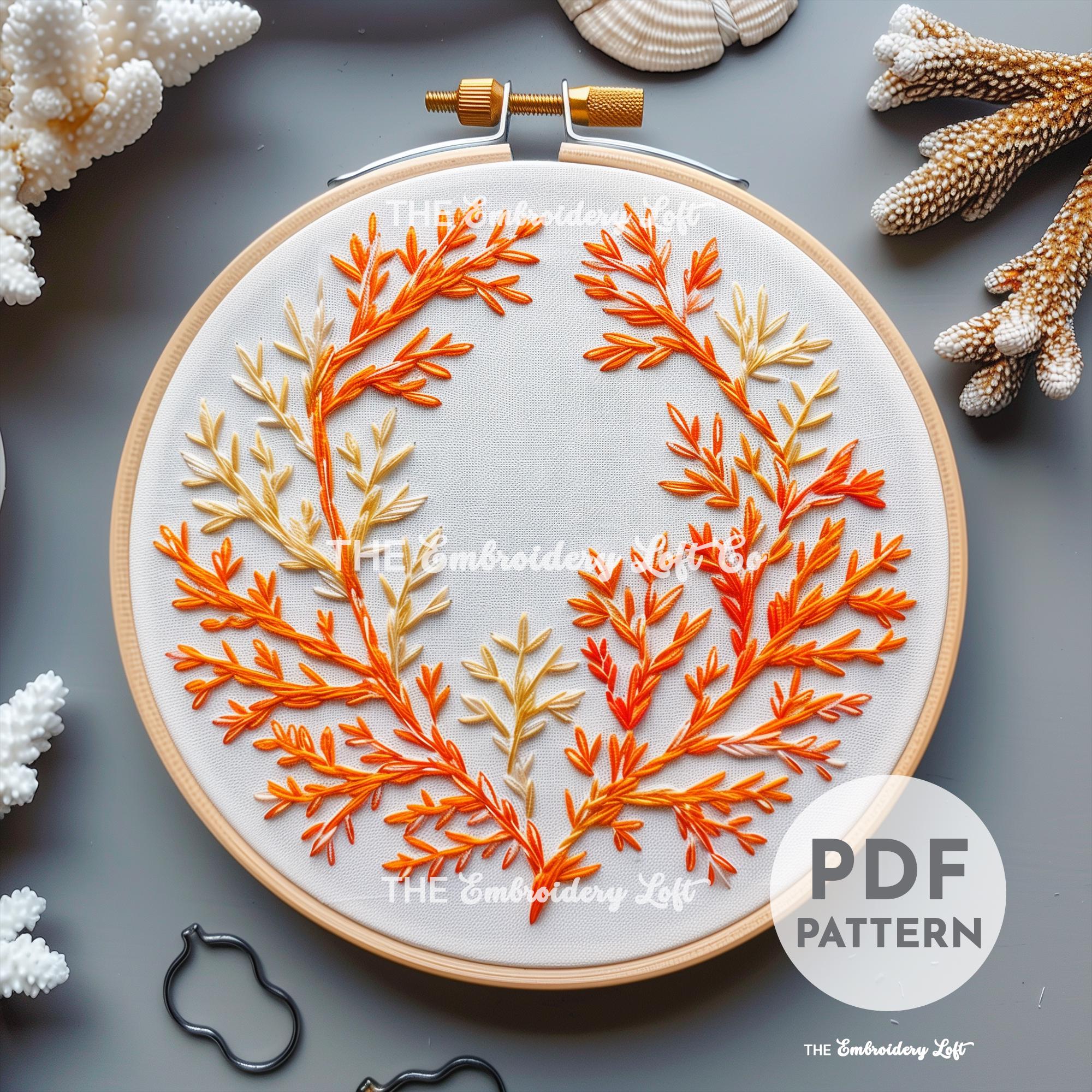 Coral Wreath Hand Embroidery Pattern