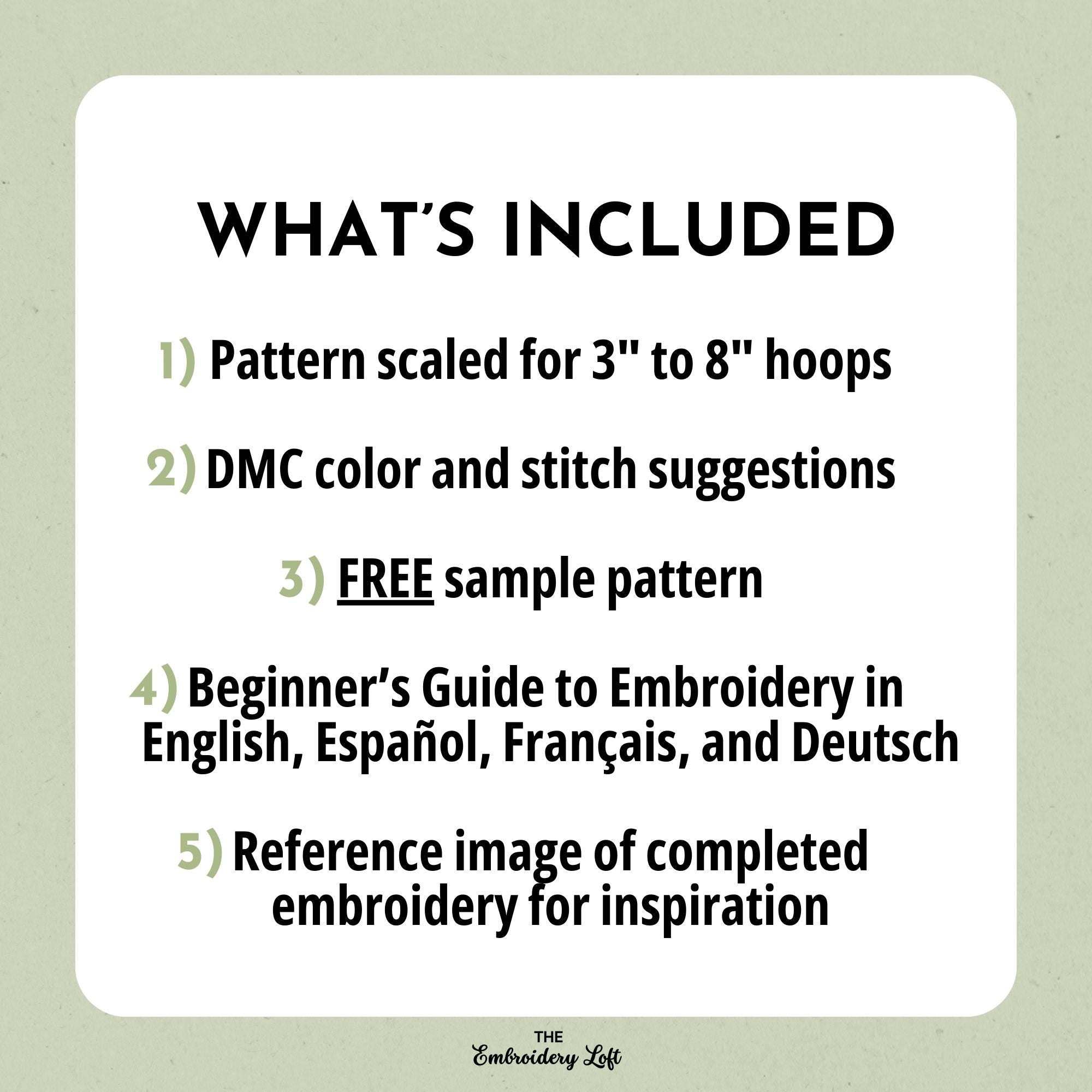 White Folk Flower Hand Embroidery Pattern