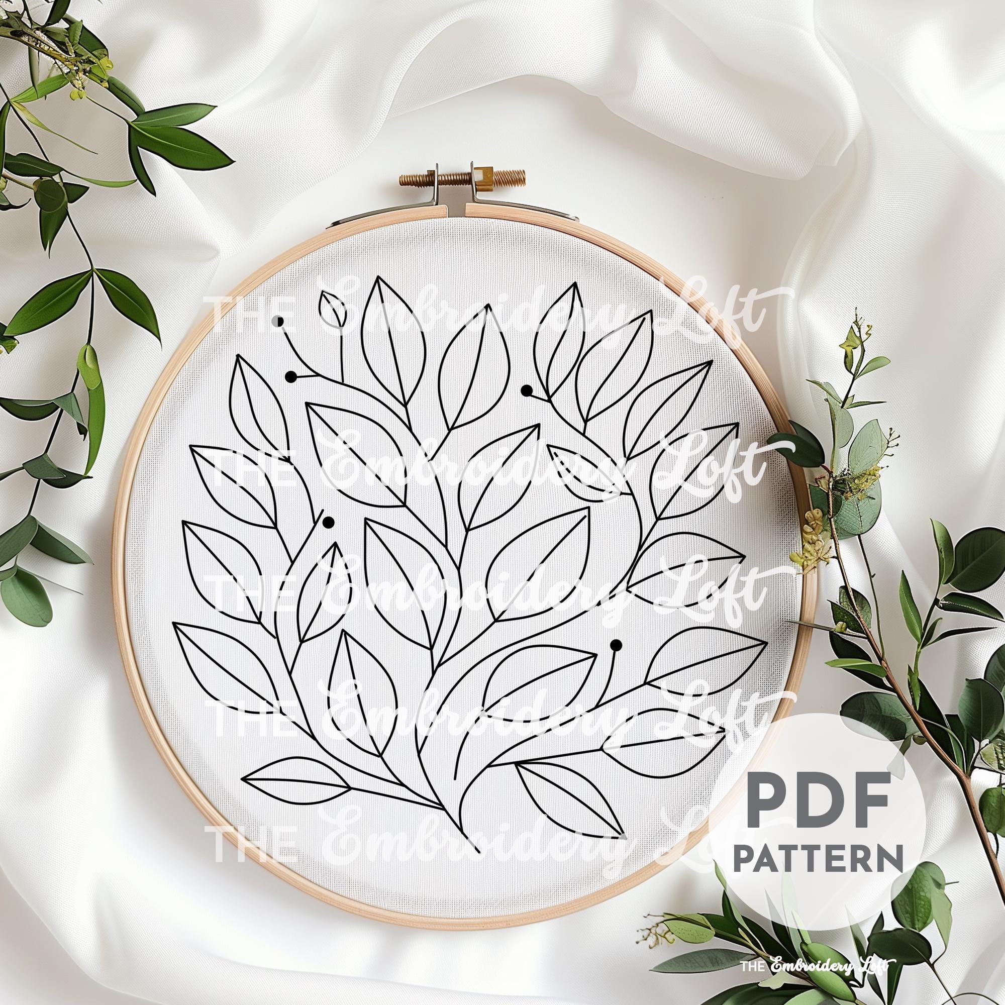 Retro Autumn Leaves Hand Embroidery Pattern