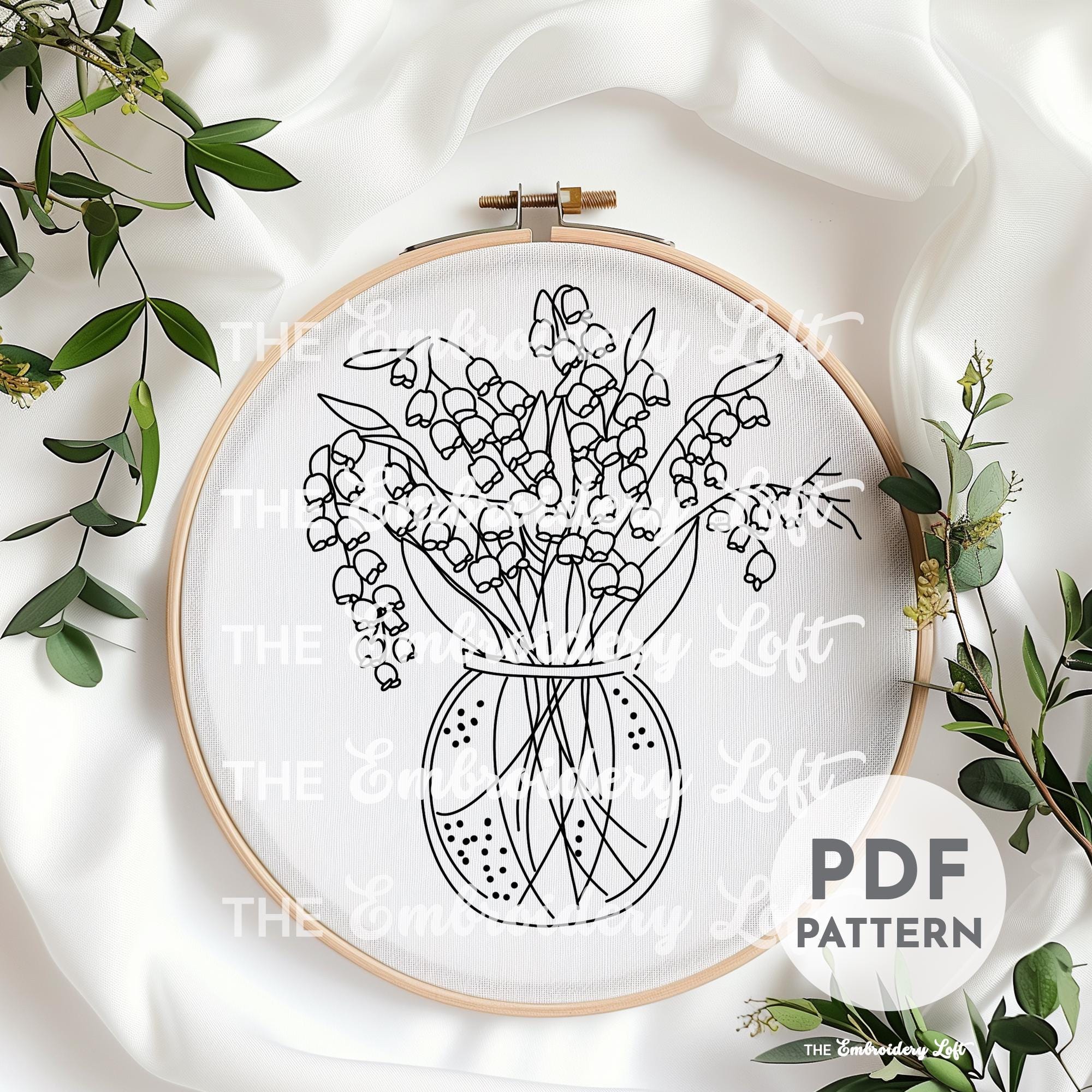 Vase of Bluebells Hand Embroidery Pattern