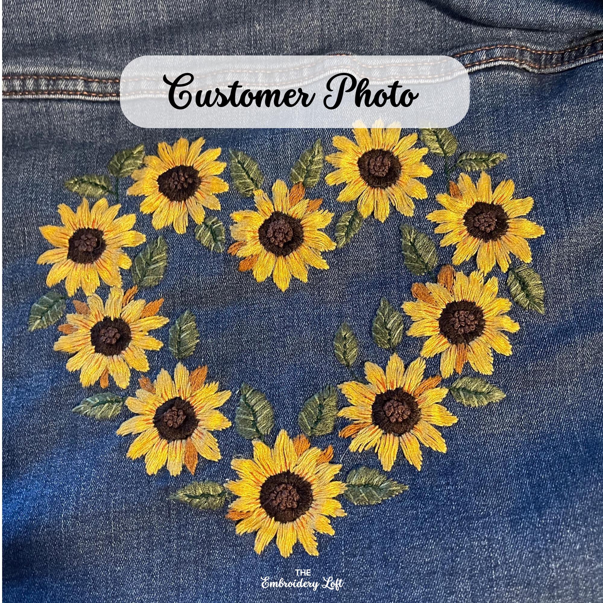 Sunflower Wreath Hand Embroidery Pattern