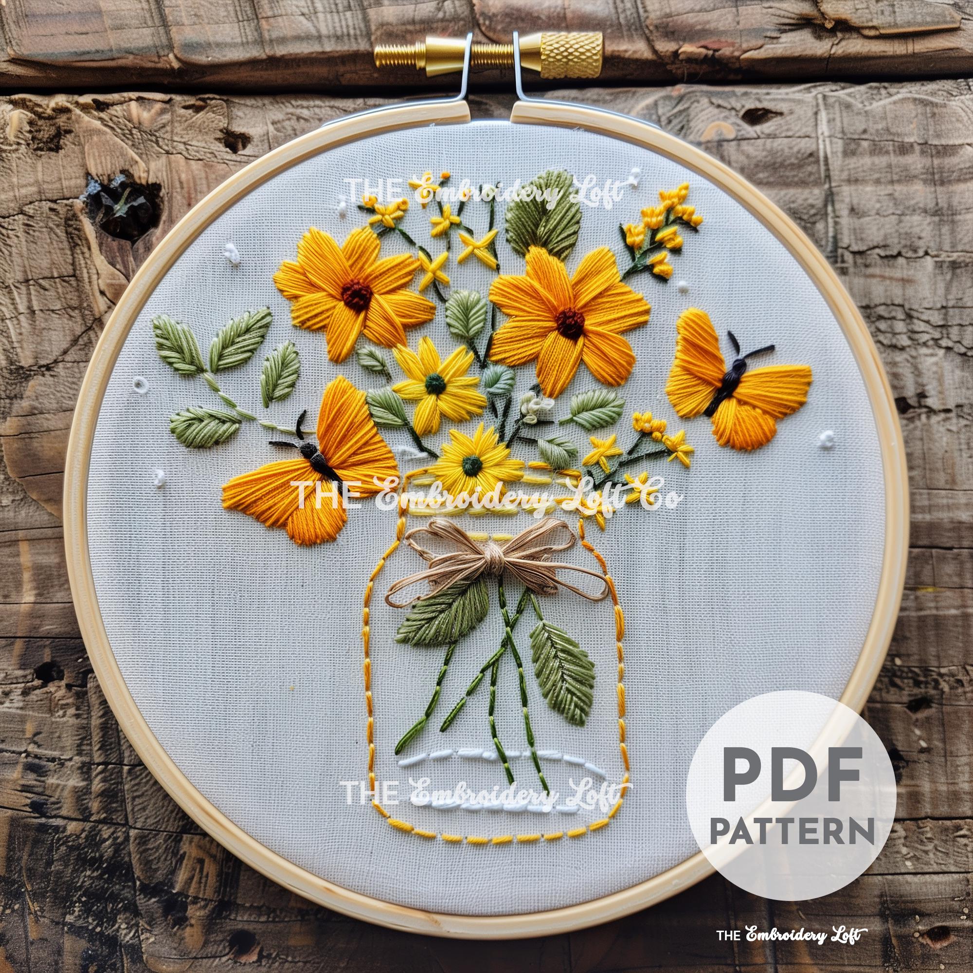 Butterflies and Wildflowers Hand Embroidery Pattern