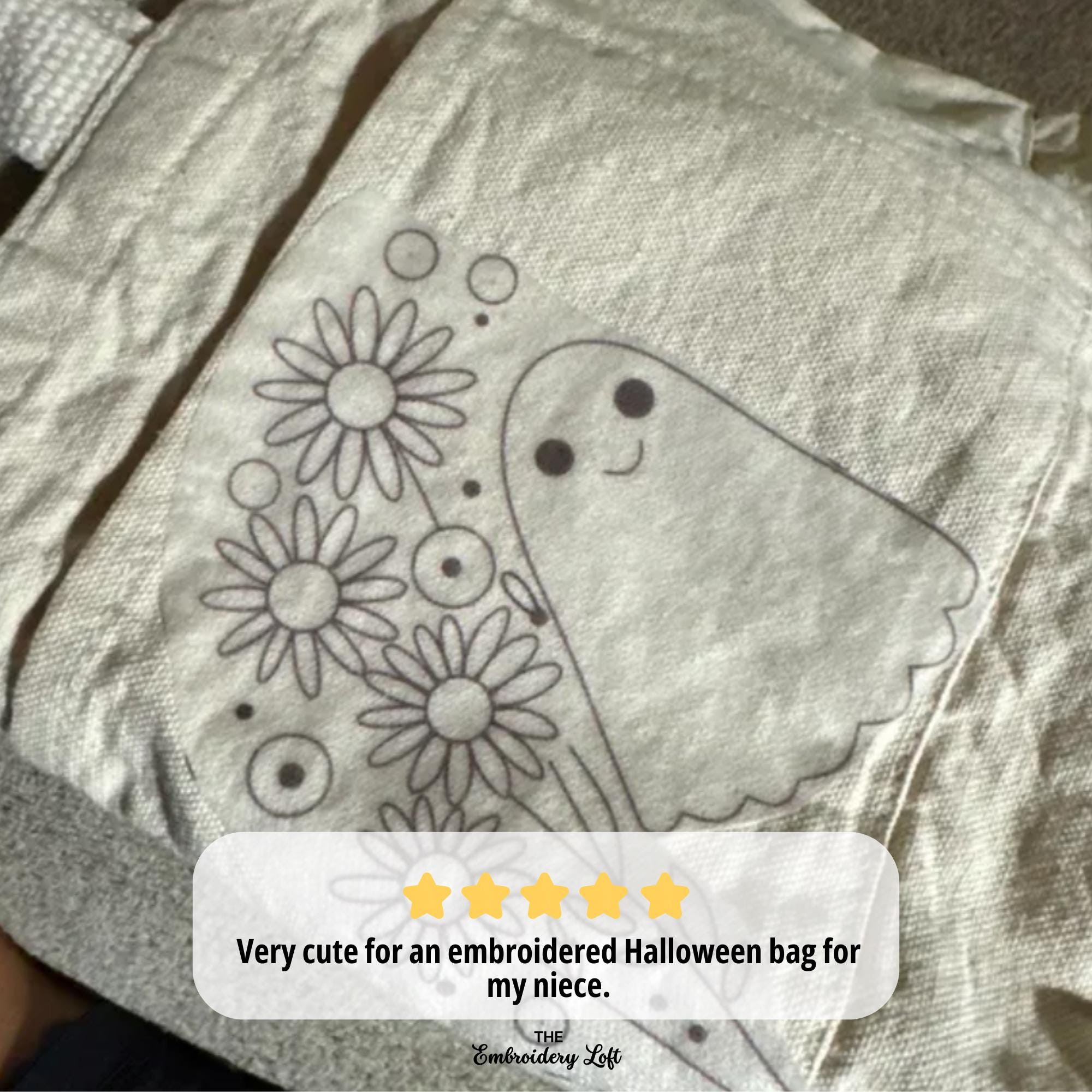 Retro Floral Ghost Hand Embroidery Pattern