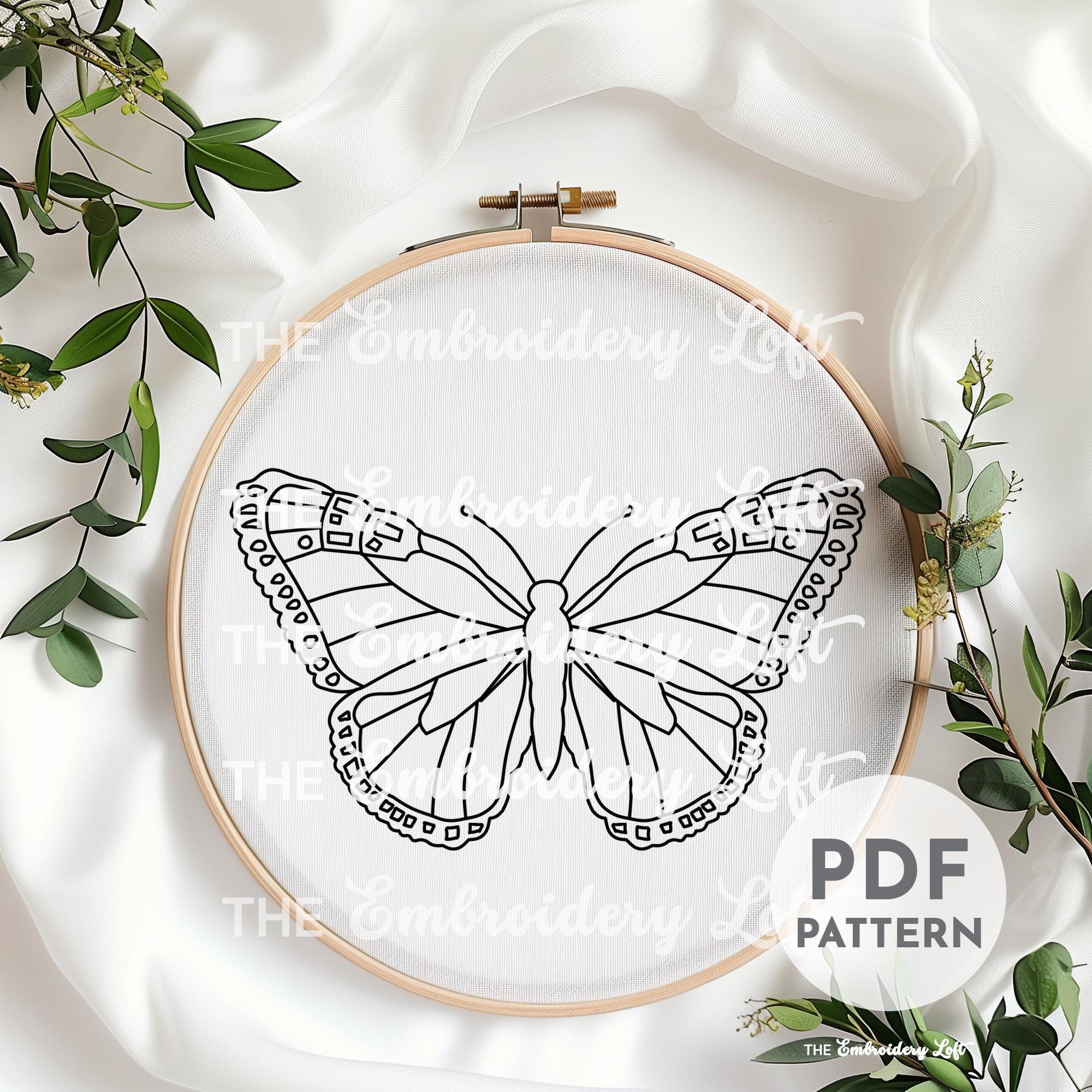 Monarch Butterfly Hand Embroidery Pattern