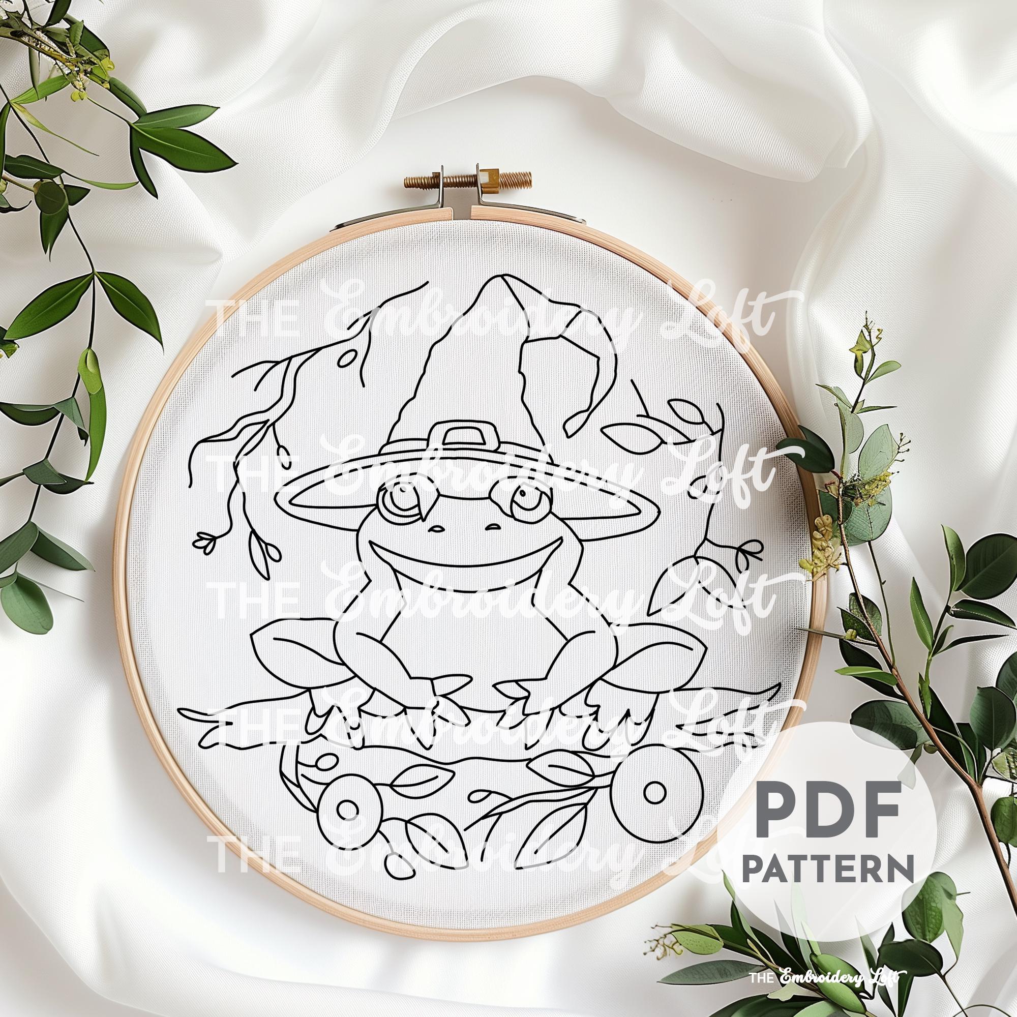 Witchy Frog Hand Embroidery Pattern