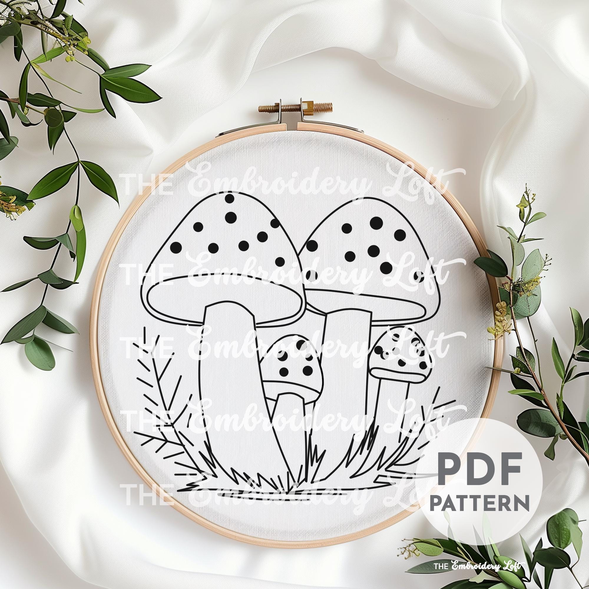 Winter Mushrooms Hand Embroidery Pattern