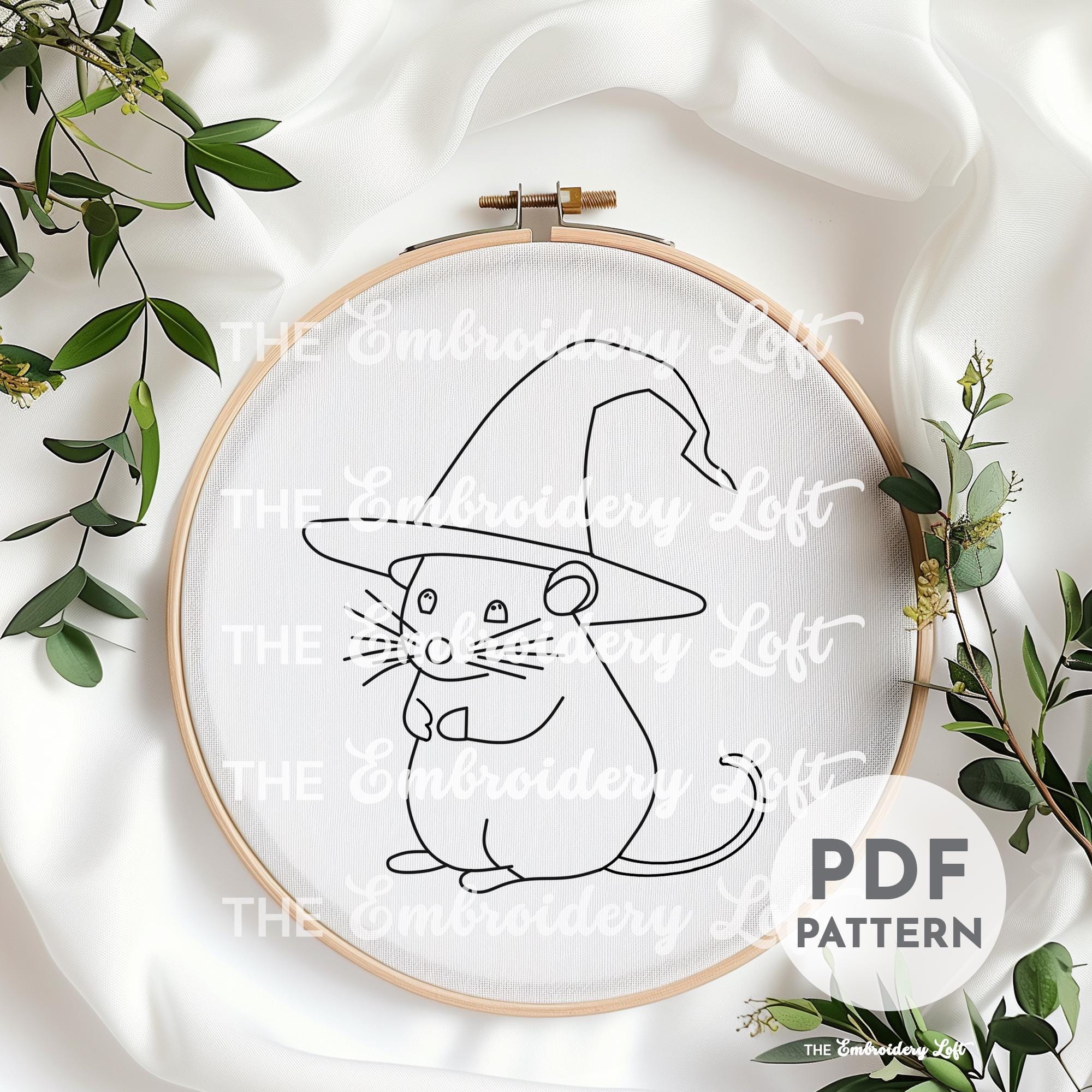 Witchy Mouse Hand Embroidery Pattern