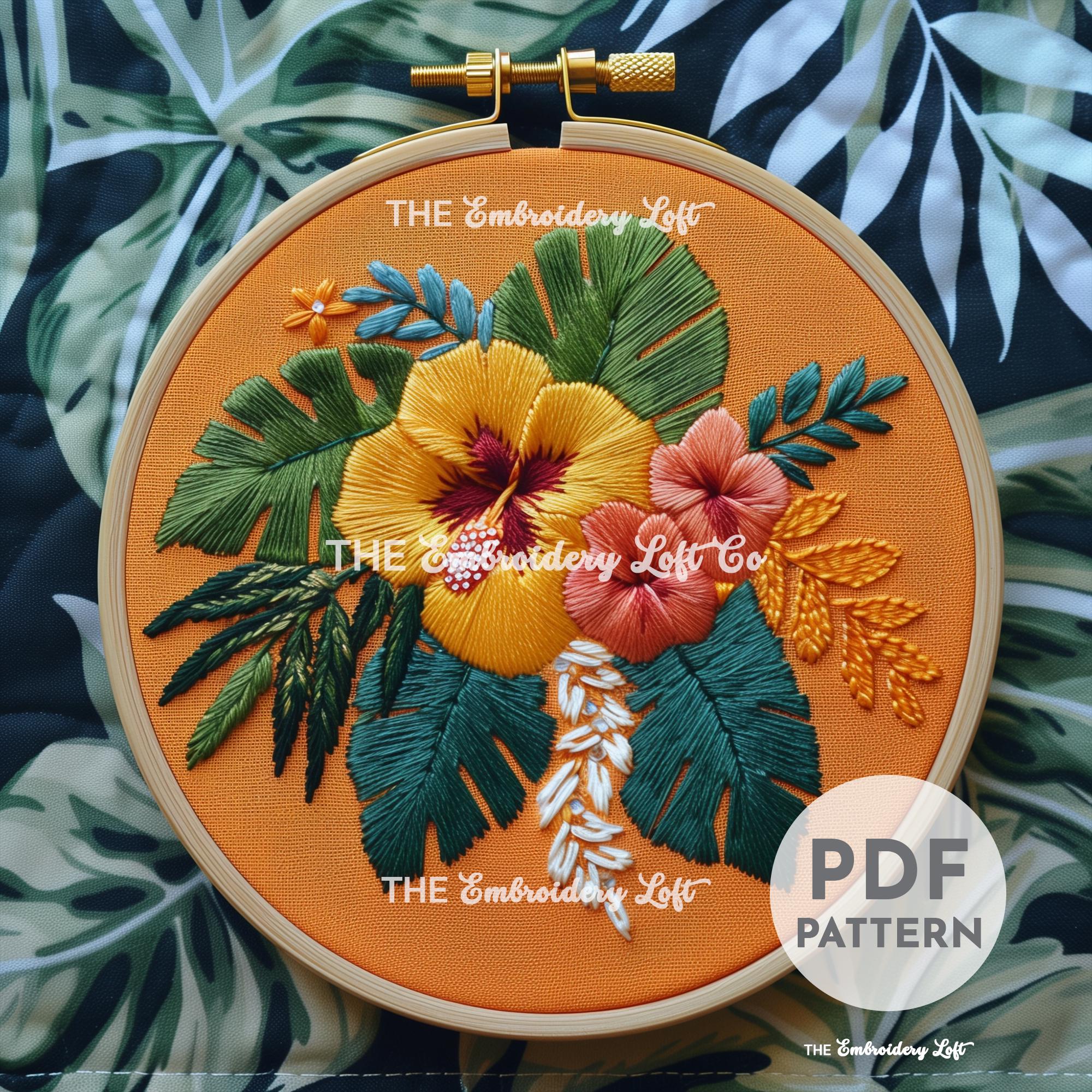 Tropical Flowers Hand Embroidery Pattern