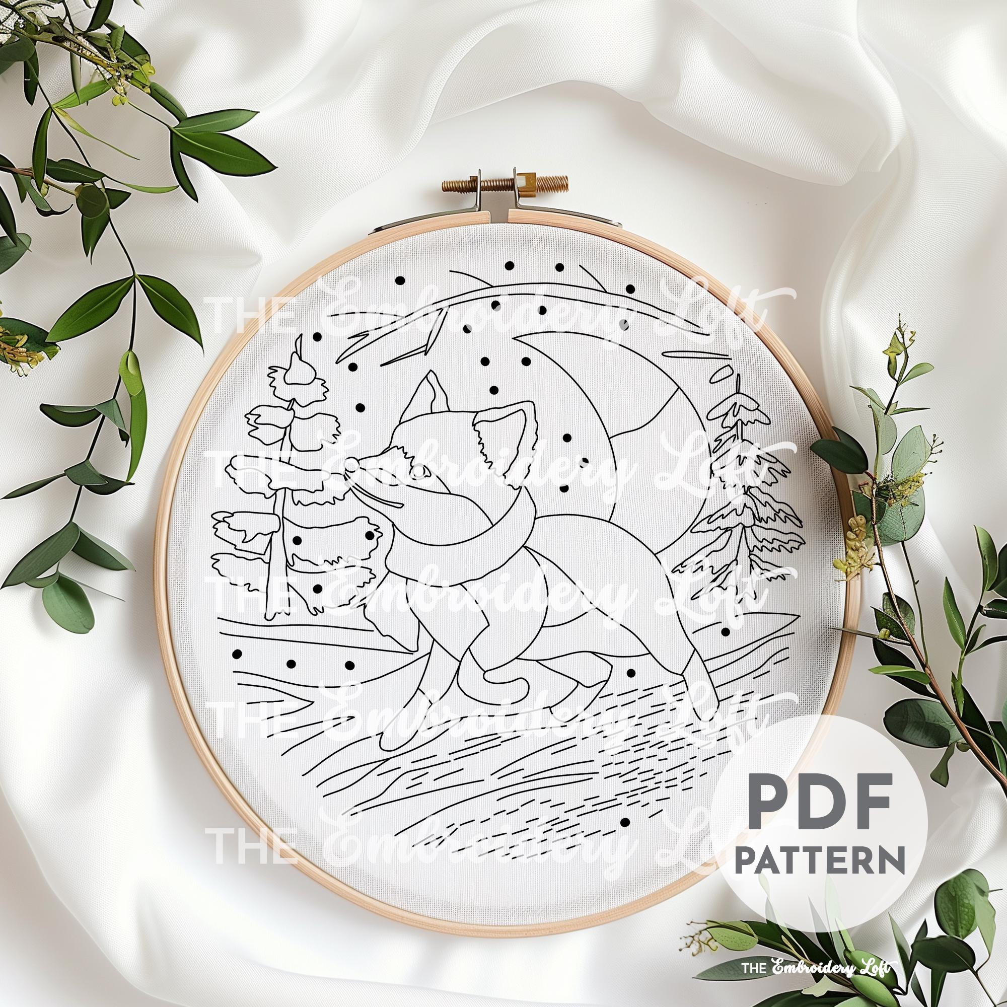 Winter Fox Hand Embroidery Pattern