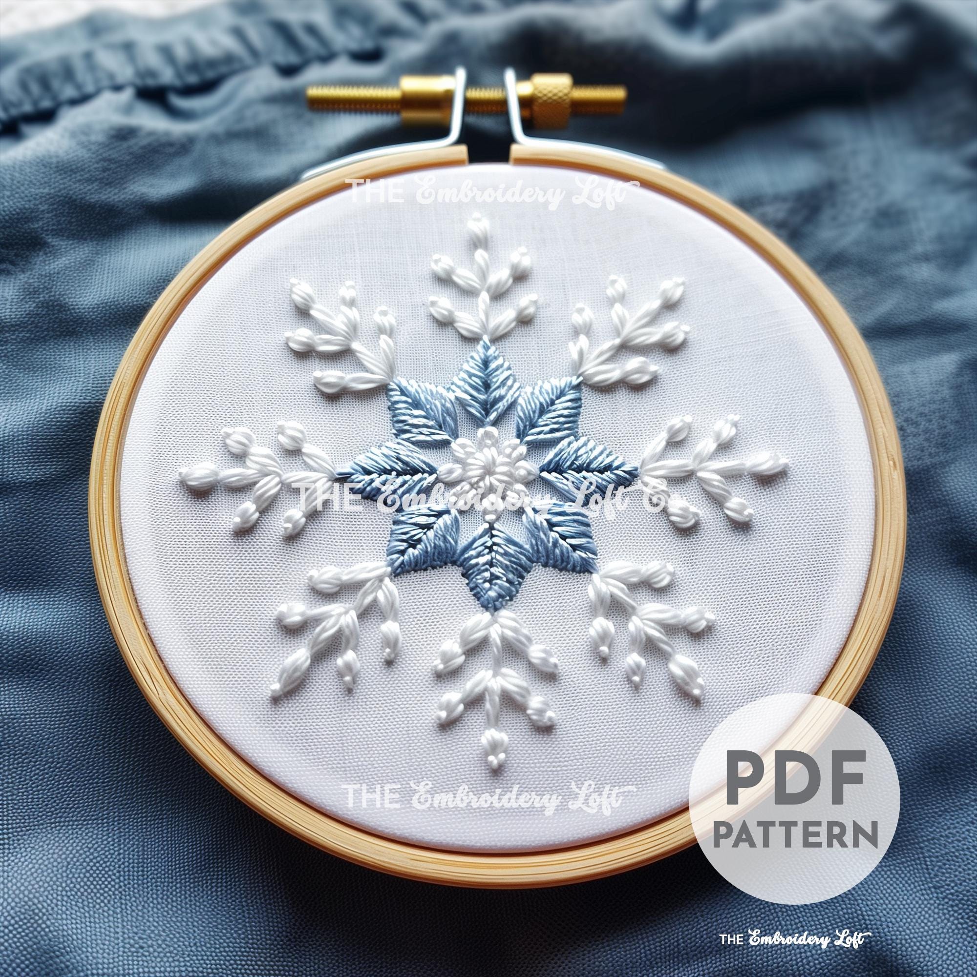 Blue Snowflake Hand Embroidery Pattern