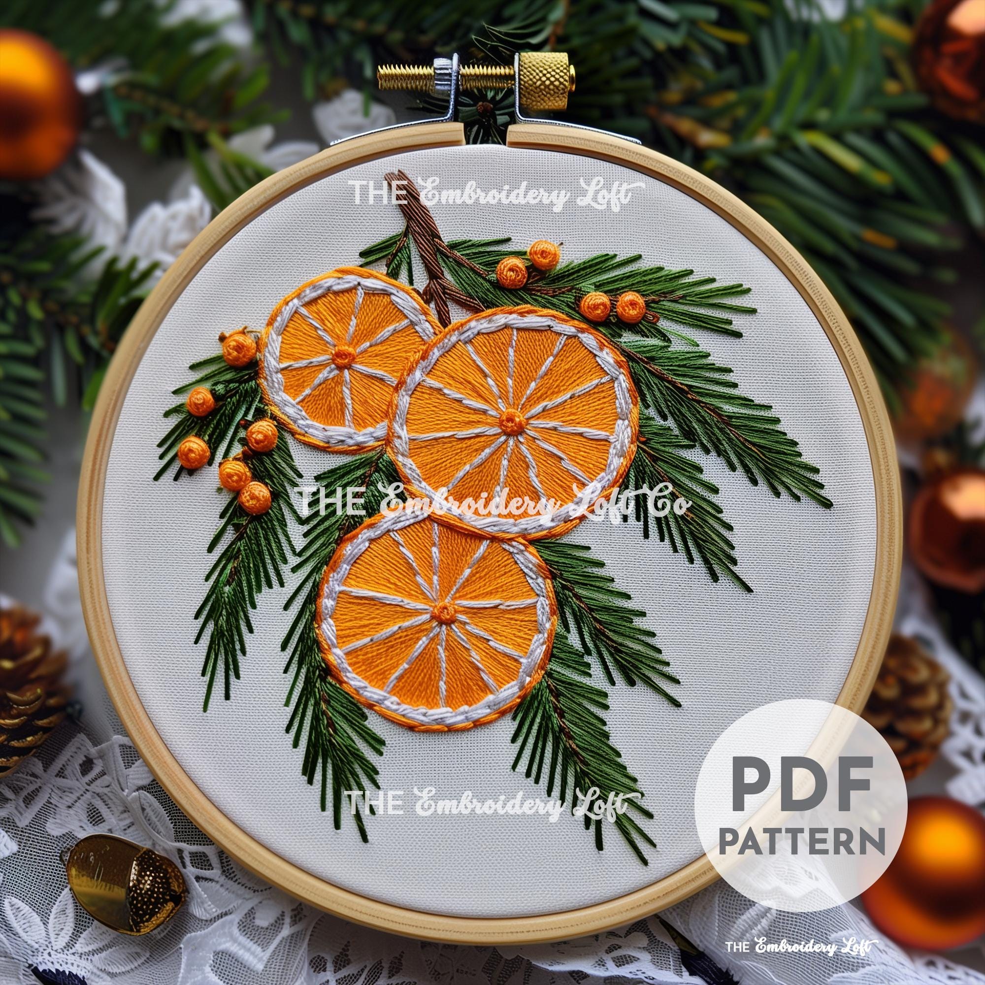 Christmas Oranges Hand Embroidery Pattern