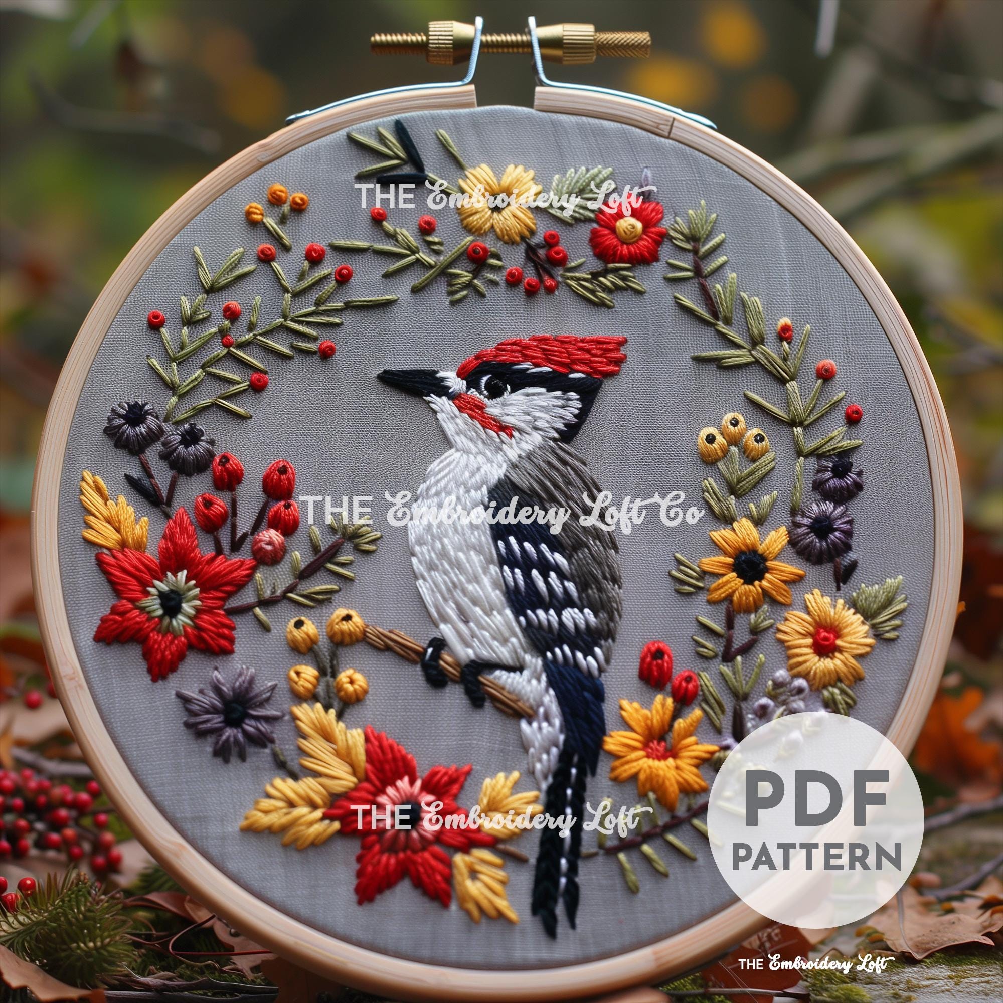 Woodpecker Hand Embroidery Pattern