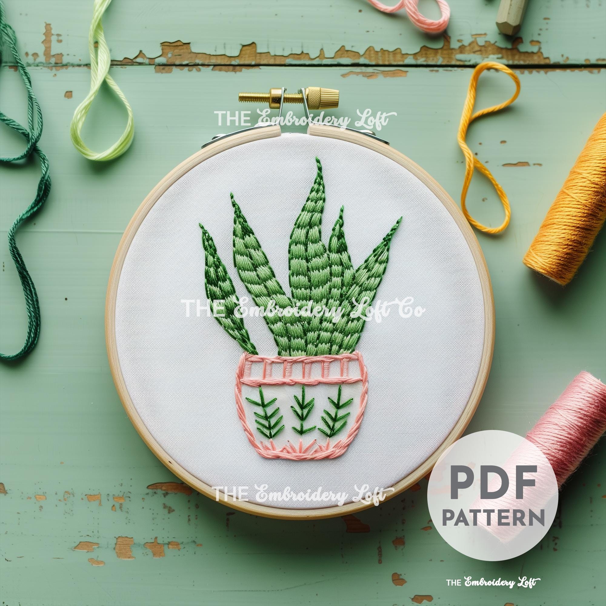 Snake Plant Hand Embroidery Pattern