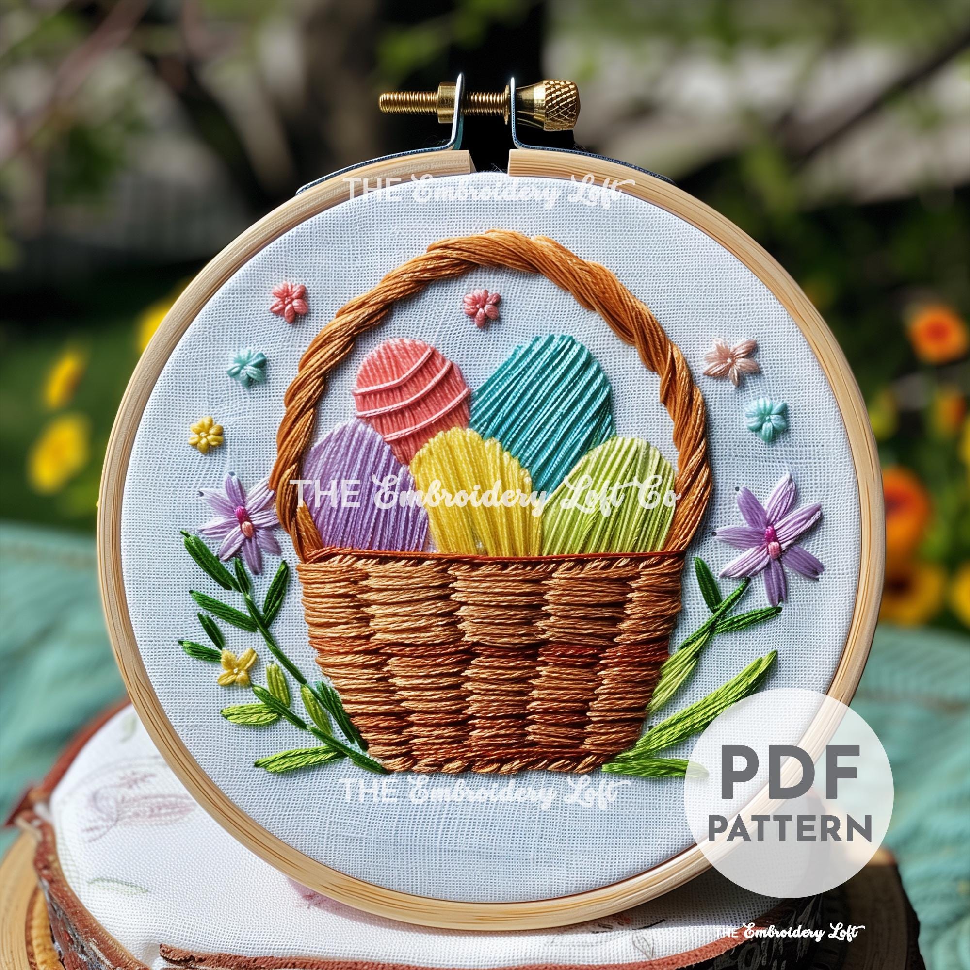 Easter Egg Basket Hand Embroidery Pattern