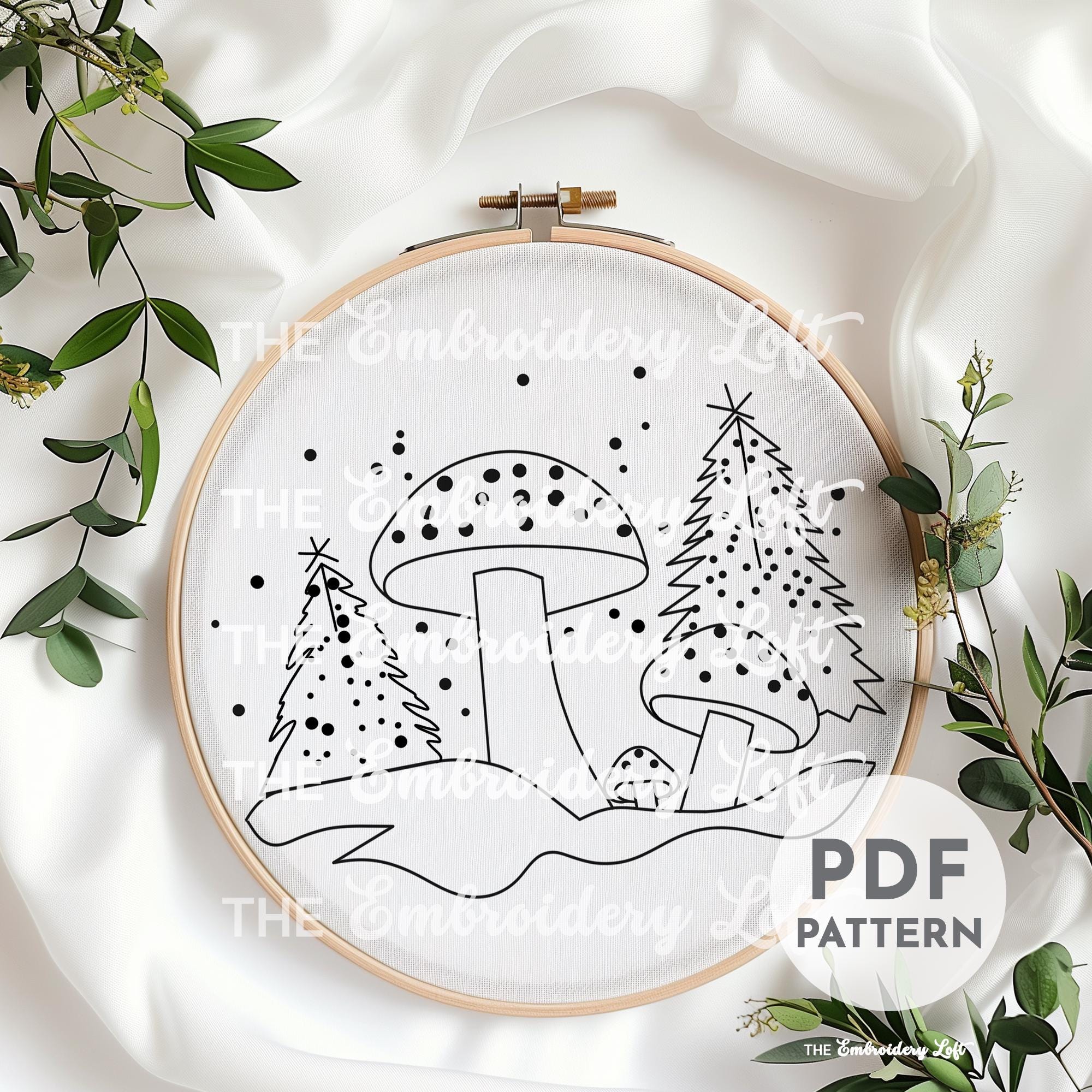 Winter Mushrooms Hand Embroidery Pattern