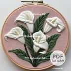 Bunch of Peace Lilies Hand Embroidery Pattern