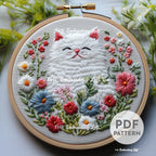 Persian Cat Hand Embroidery Pattern