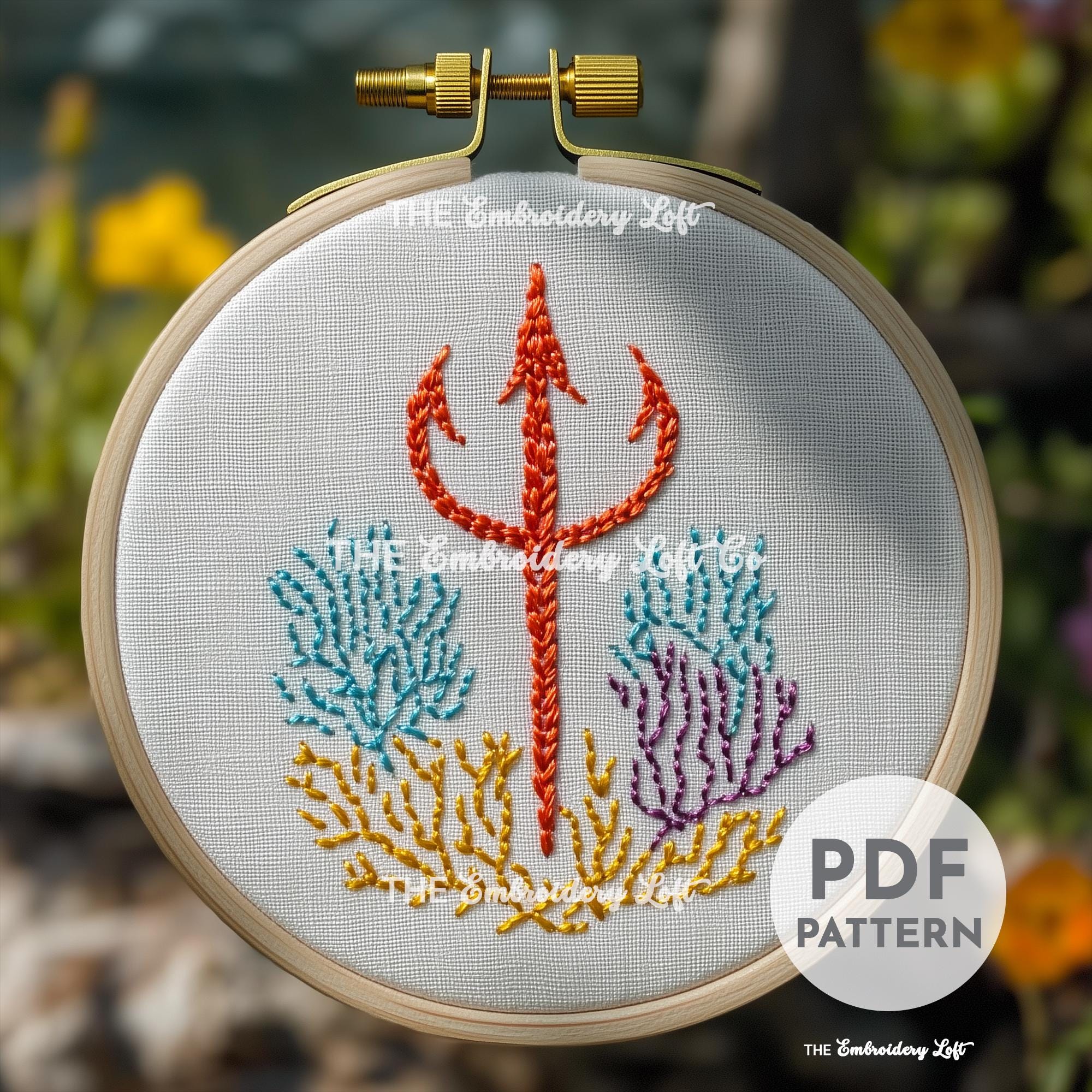 Trident Hand Embroidery Pattern