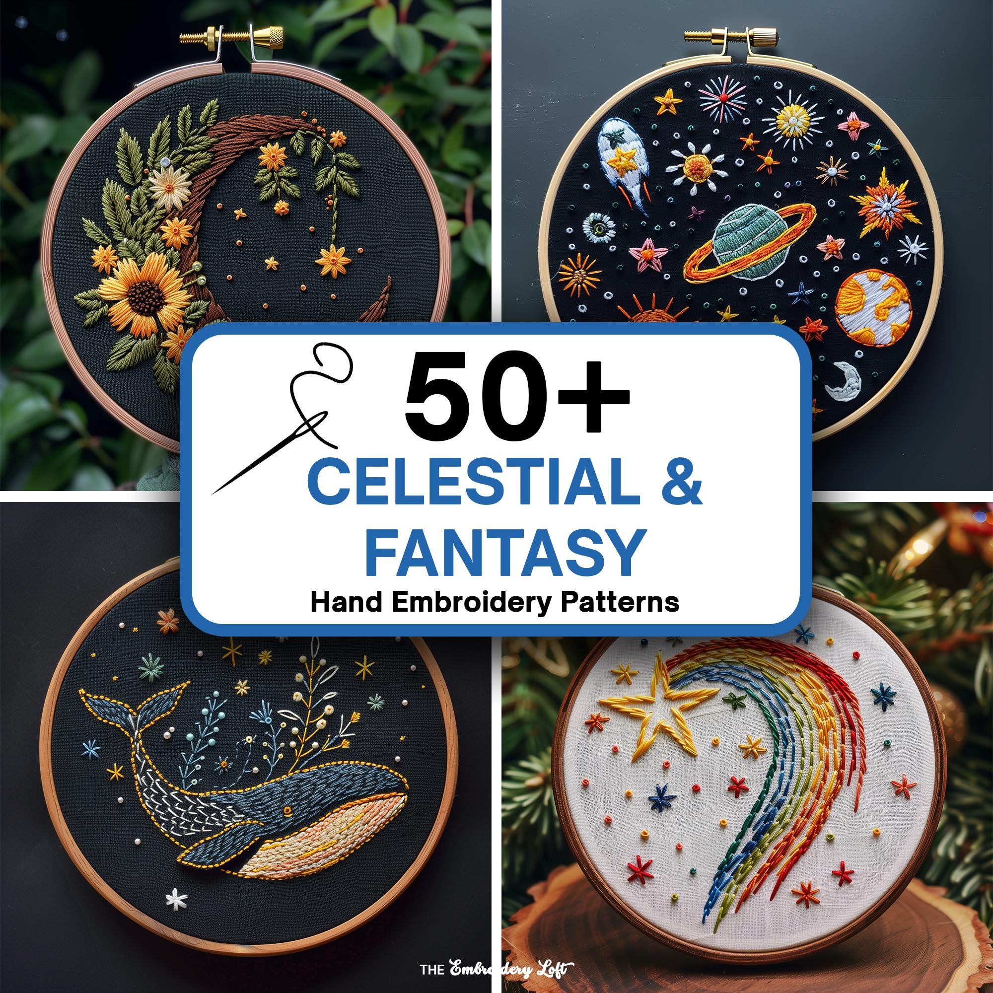 MINI COLLECTION, Celestial Hand Embroidery Pattern Collection, Current and Future Designs, Lifetime Access, Hand Embroidery, Embroidery PDF