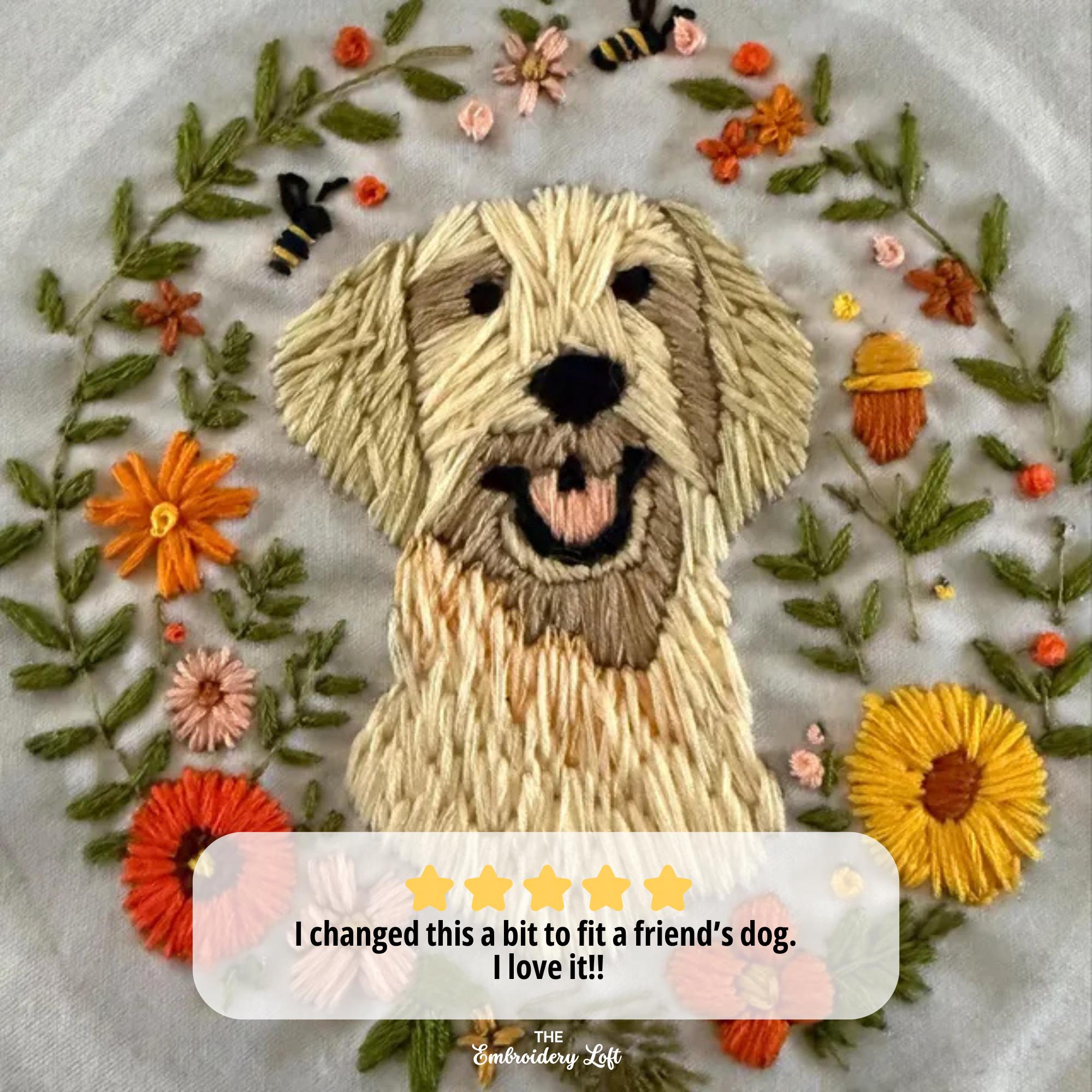 Golden Doodle Hand Embroidery Pattern