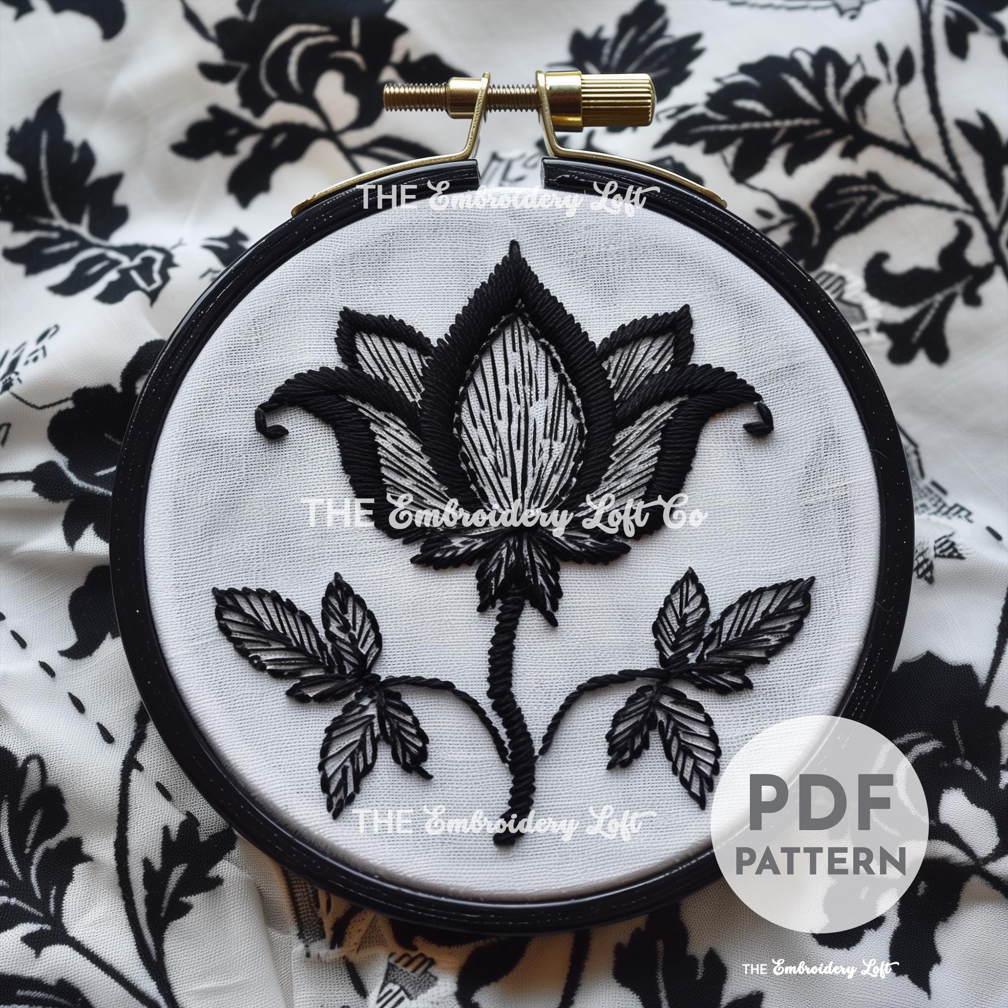 Gothic Flower Hand Embroidery Pattern