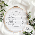 Cute Ghost and Pumpkin Hand Embroidery Pattern