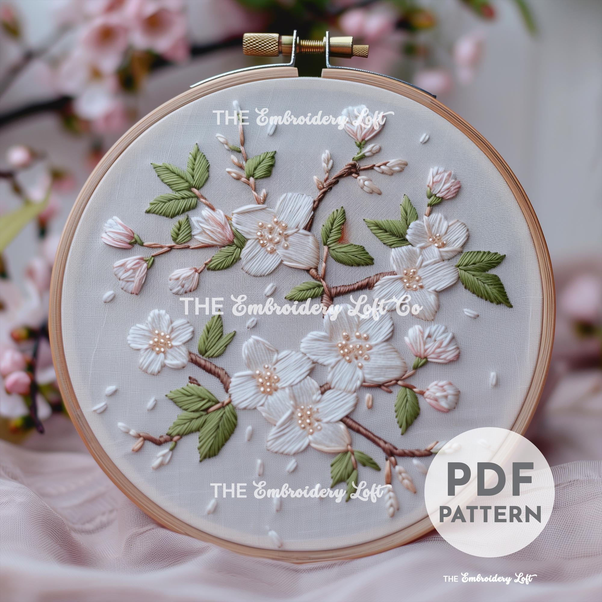 Cherry Blossoms Hand Embroidery Pattern