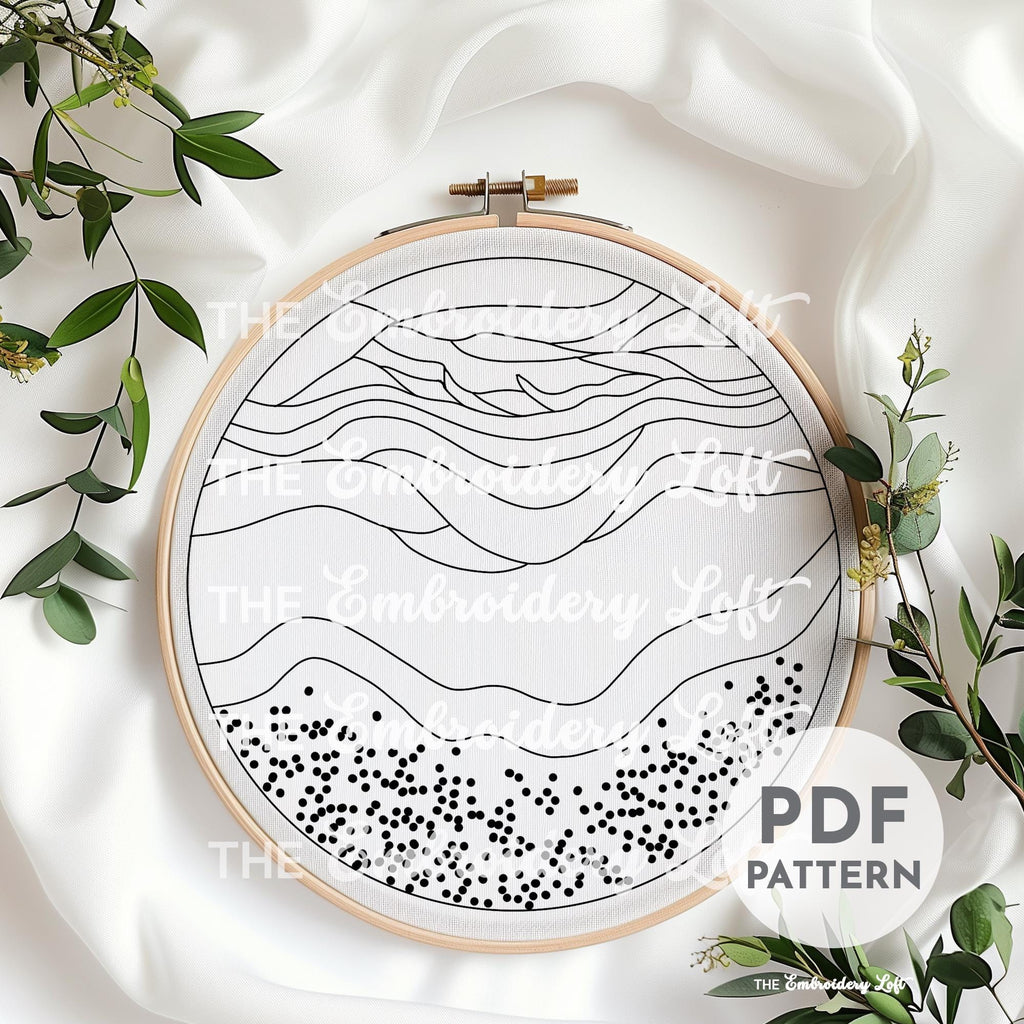 Ocean Waves Hand Embroidery Pattern